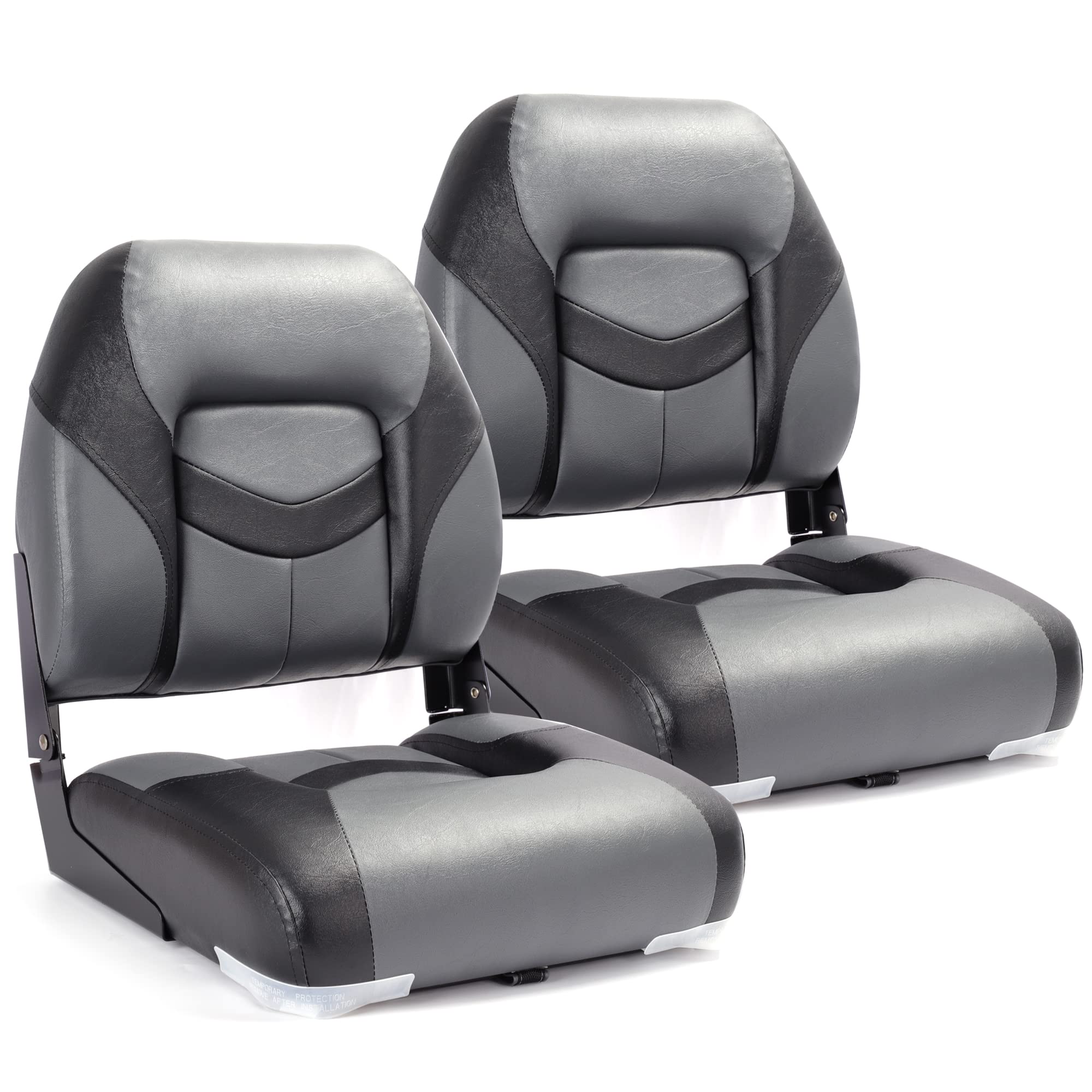 Premium Marine Low Back Folding Boat Seat with Stainless Steel Hardware - Comfortable Fishing Chair for Boats, Kayaks, and Pontoon Watercraft