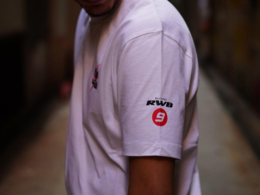 Illest x Tarmac Works Collaboration T-Shirt - RWB 993 SuperNine White - Streetwear & Car Enthusiast Fashion for Casual Wear