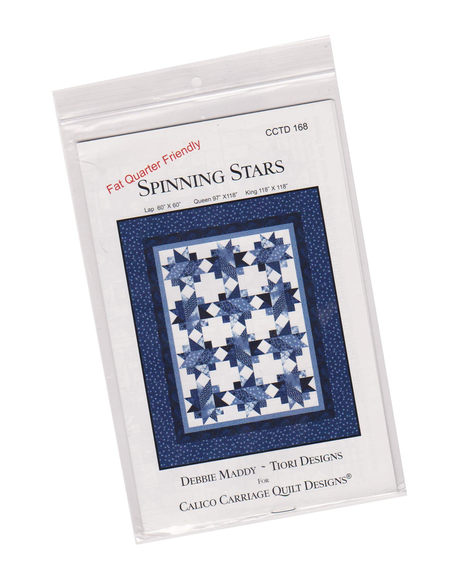 Calico Carriage Debbie Maddy Tiori Designs Spinning Stars Quilt Pattern - Includes Instructions for 3 Sizes (6x9) - Multi-Color DIY Quilting Kit for Home Decor & Gift Giving