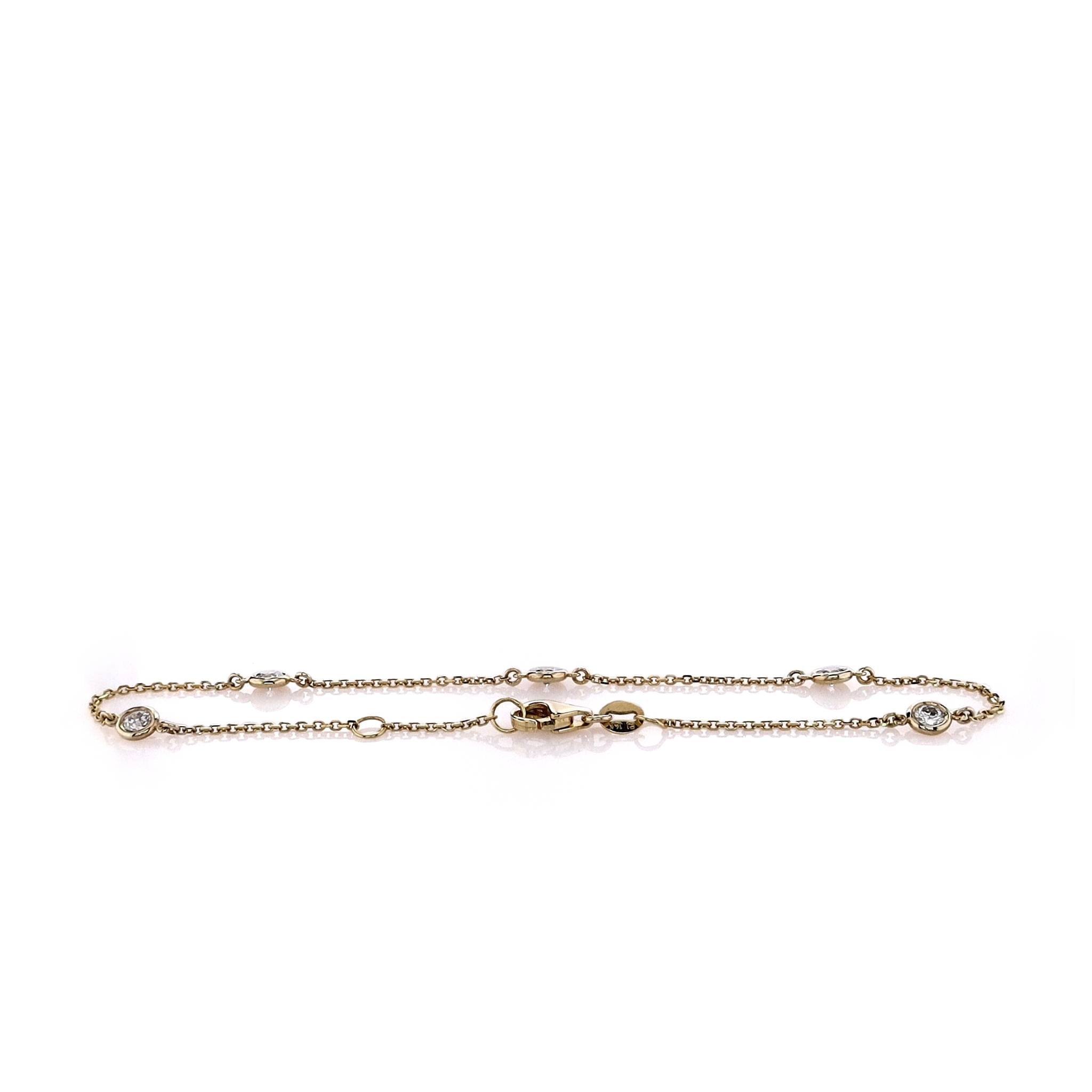 14K Yellow Gold 7.5 Diamonds By The Yard Diamond Station Bracelet for Women - Elegant Tennis Bracelet for Everyday Wear, Anniversary Gifts & Special Occasions
