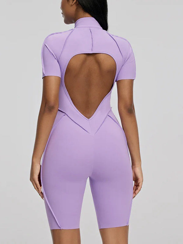 ZASUWA Women's Sexy Backless Zipper Scrunch Bum Jumpsuit - Stretchy Bodycon Romper for Clubwear, Night Out & Date Night
