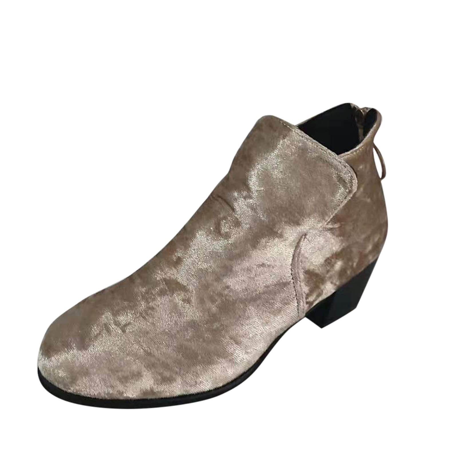 Trendy Women's Ankle Boots with Chunky Heel - Suede Shoe Booties for Fall, Work & Hiking - Lightweight Cowgirl Boots for Everyday Wear & Outdoor Adventures