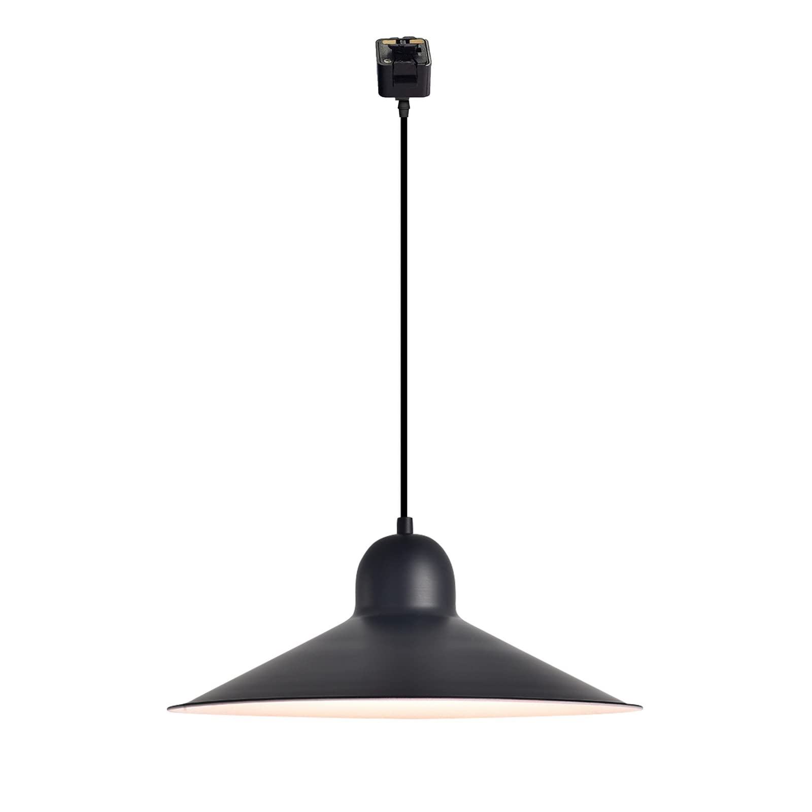 Kiven J Track Chandelier - Modern UFO Macaron Black Hanging Light Fixture for Dining Room, Living Room & Bar (Cord Length Customizable, Bulb & Track Not Included) - Perfect for Home Decor, Restaurants and Cafe Lighting - 1 Pack