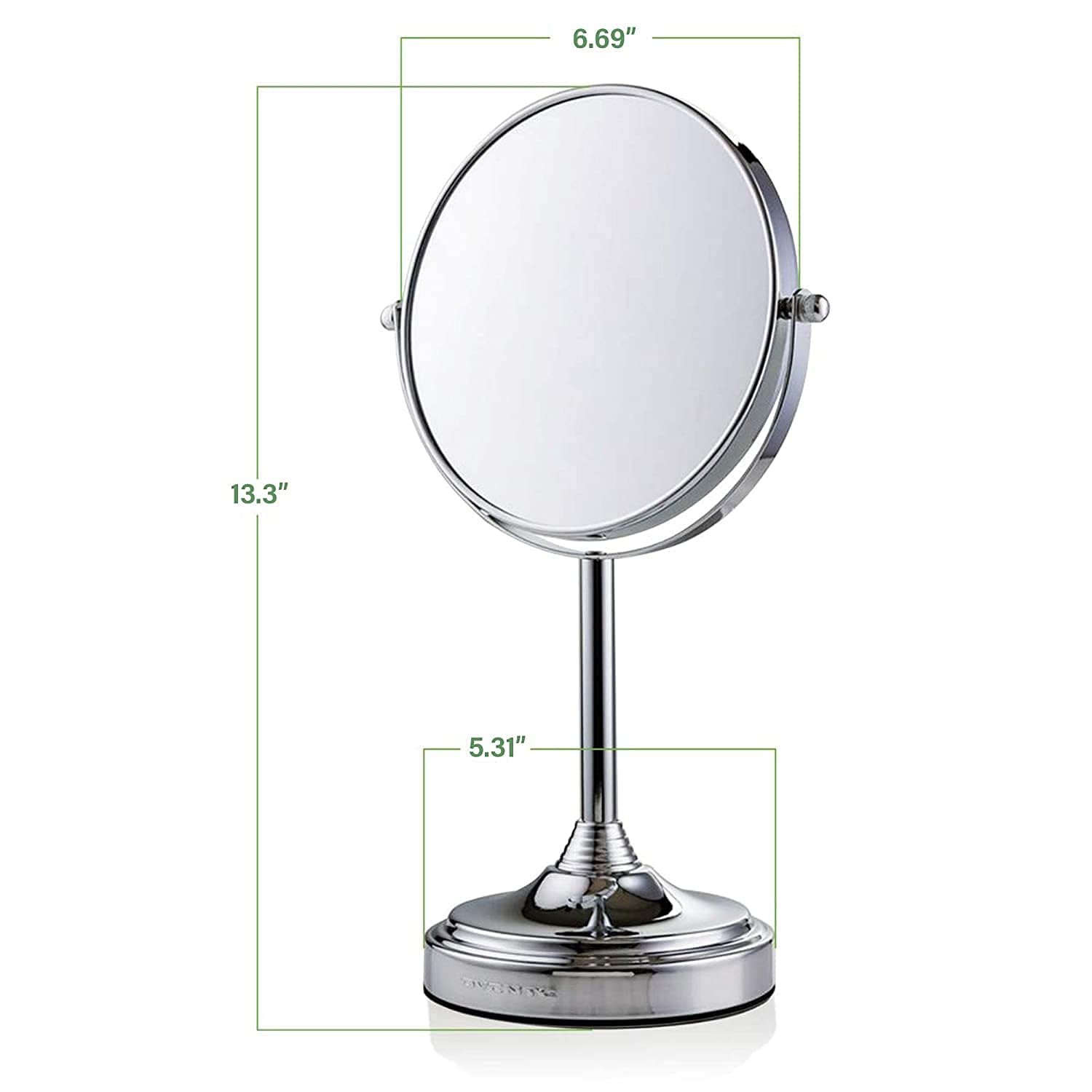 OVENTE 7-Inch Double-Sided Vanity Mirror with 1X/7X Magnification, 360° Swivel Stand - Polished Chrome Makeup Mirror for Dresser, Bedroom & Office Desk | Perfect for Applying Makeup, Grooming & Skincare Routines