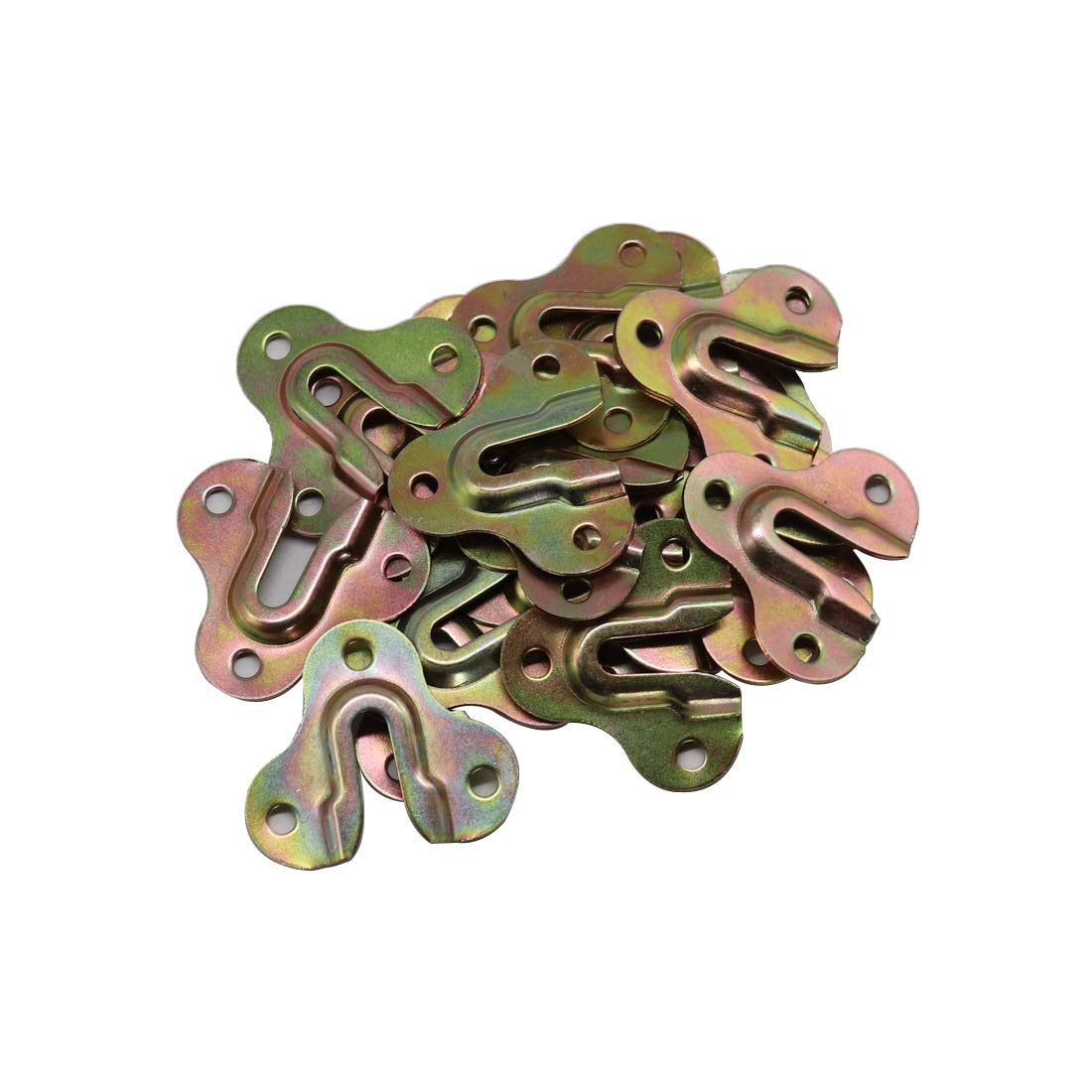 20-Pack Zinc Yellow Keyhole Hangers - Heavy Duty Wall Mount Hooks for Mirrors, Picture Frames, Mugs & Coats - Durable Wooden Board Mounting Plates for Home & Office Organization