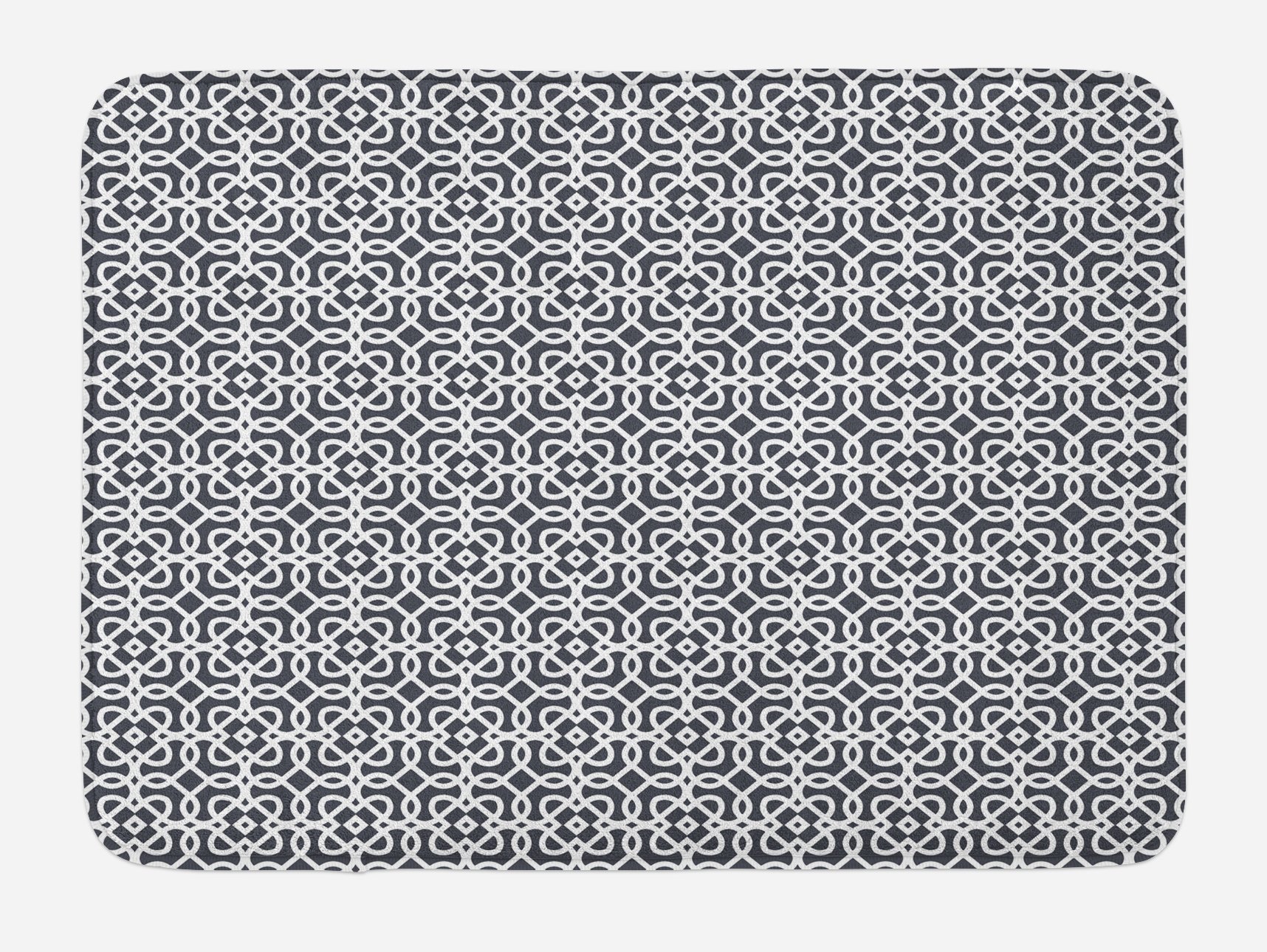 Ambesonne Non-Slip Plush Bath Mat - Modern Geometric Abstract Design with Dark Swirled Lines, Squares & Rectangles - 30.2