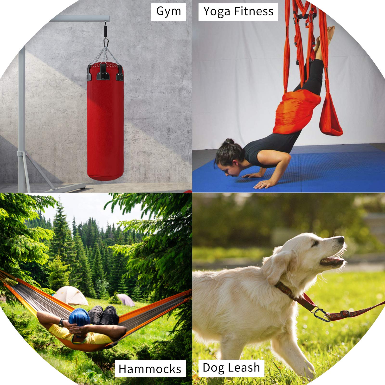 Heavy Duty 855lbs Carabiner Clip - 3 Inch D Ring Keychain for Camping, Hiking, Gym & Outdoor Activities - Perfect for Hammocks, Dog Leash, Harness & Key Rings (Black) - Durable & Versatile Gear for Adventure Enthusiasts