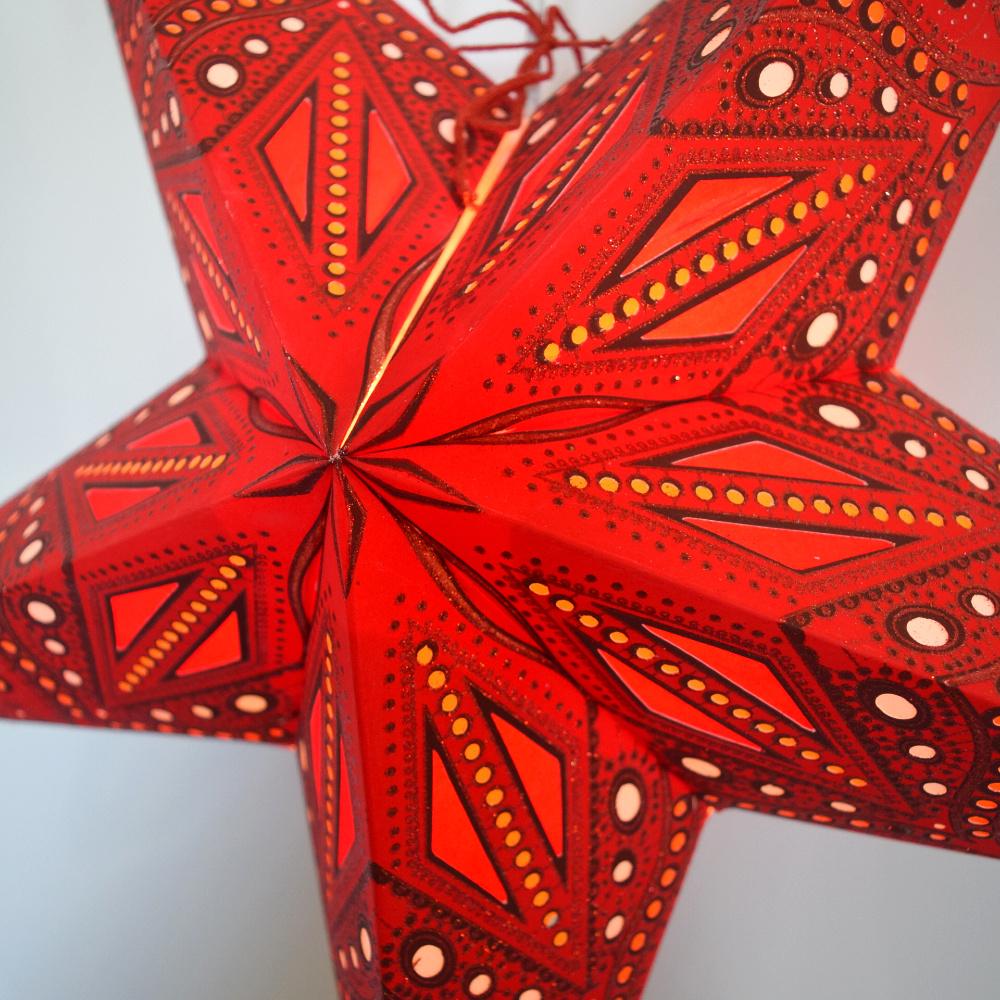 24-Pack Red Crystal Glitter Paper Star Lanterns - Hanging Wedding & Party Decorations for Indoor/Outdoor Events, Baby Showers, Christmas & Home Decor