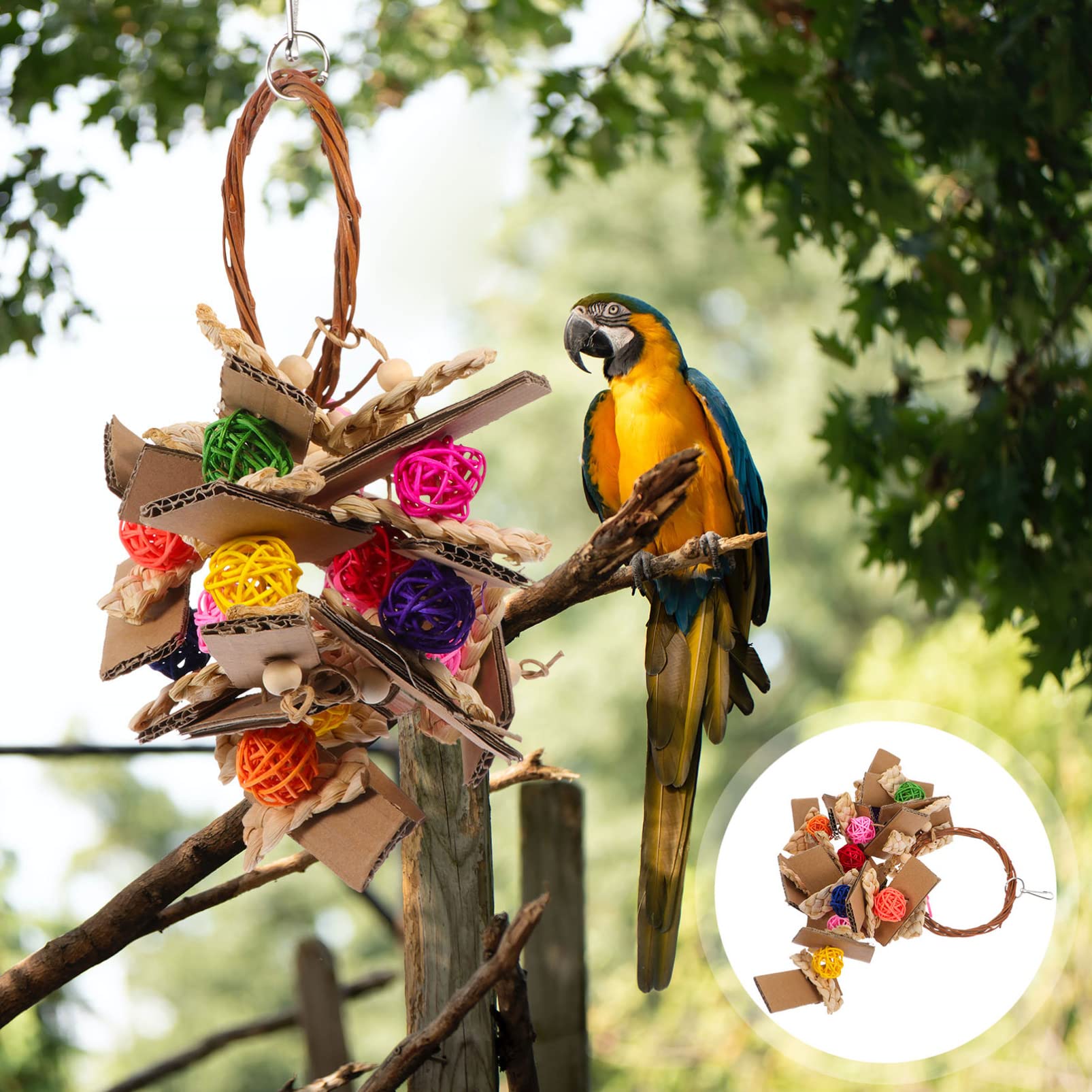 Durable Wooden Parrot Chewing Toy for Pet Birds - Natural Grinding & Biting Toy for Parakeets, Cockatiels, Macaws - Cage Accessories for Stress Relief & Beak Care | Perfect for Playtime & Mental Stimulation
