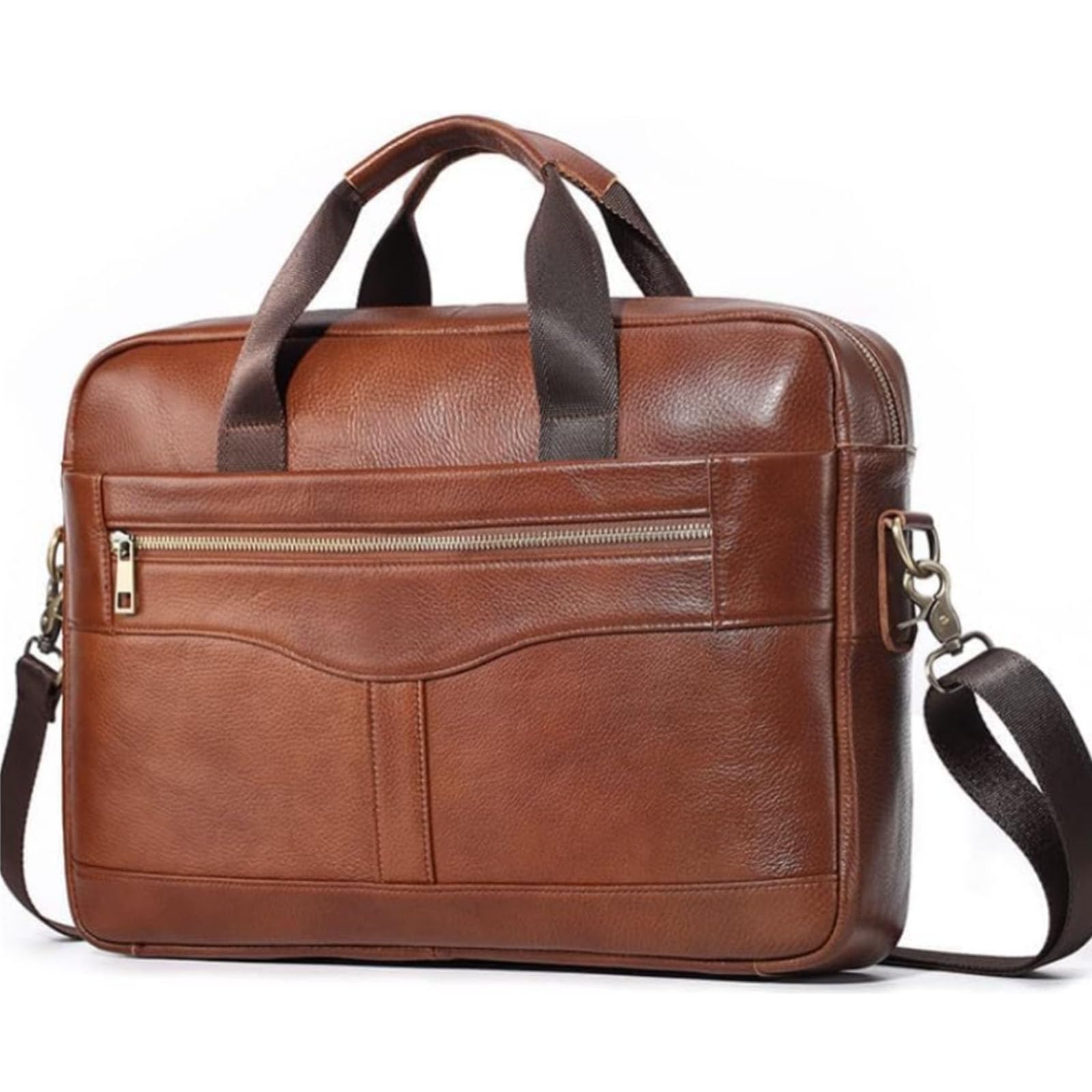 Premium Genuine Leather Briefcase for Men - Stylish Laptop Bag & Business Messenger Bag with Shoulder Strap - Perfect for Office, Work, Travel & Professional Meetings