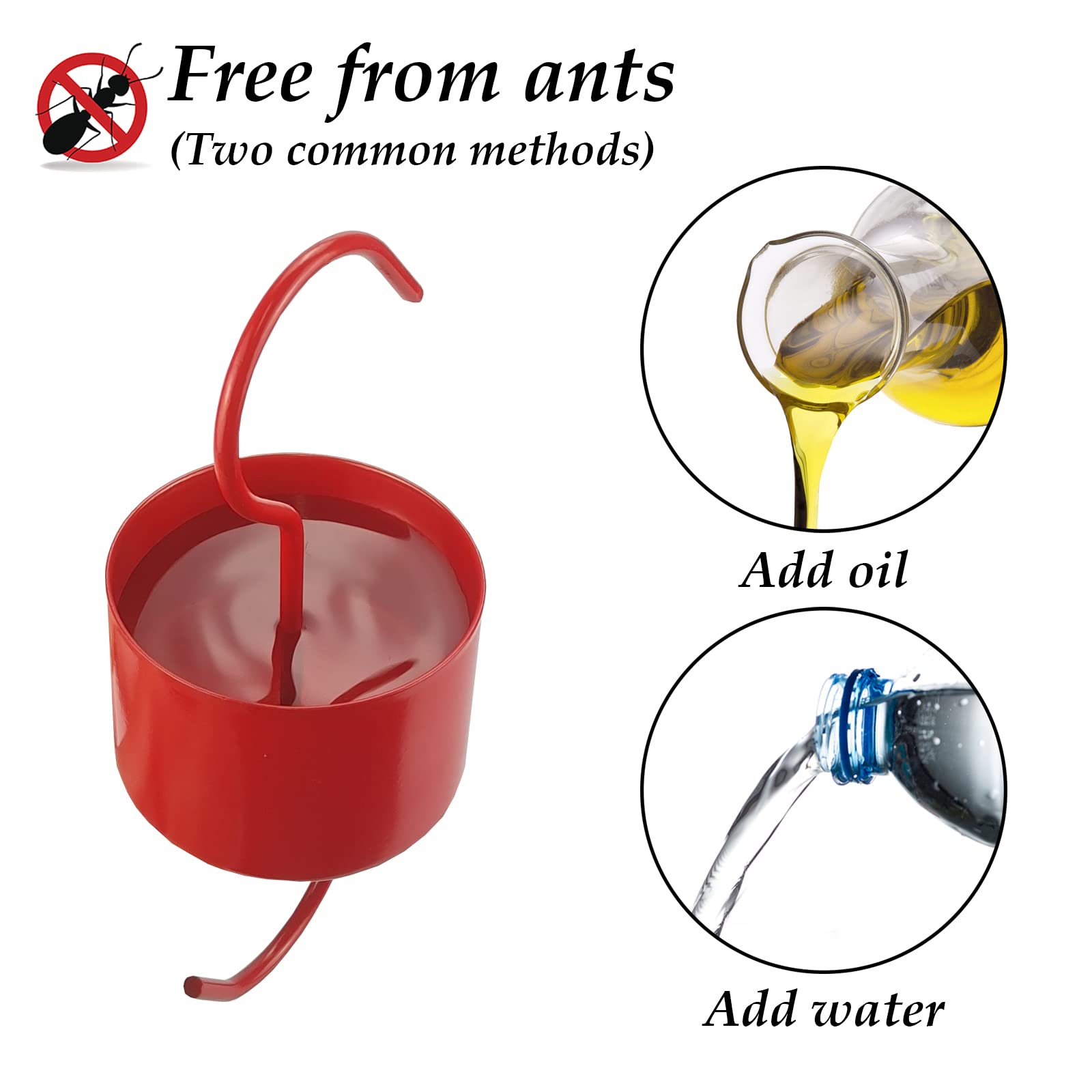 2 Pack Large Ant Moat for Hummingbird Feeders - Black Hummingbird Feeder Accessories with 2 Cleaning Brushes (Black+Red) - Outdoor Garden Bird Watching & Backyard Wildlife Protection
