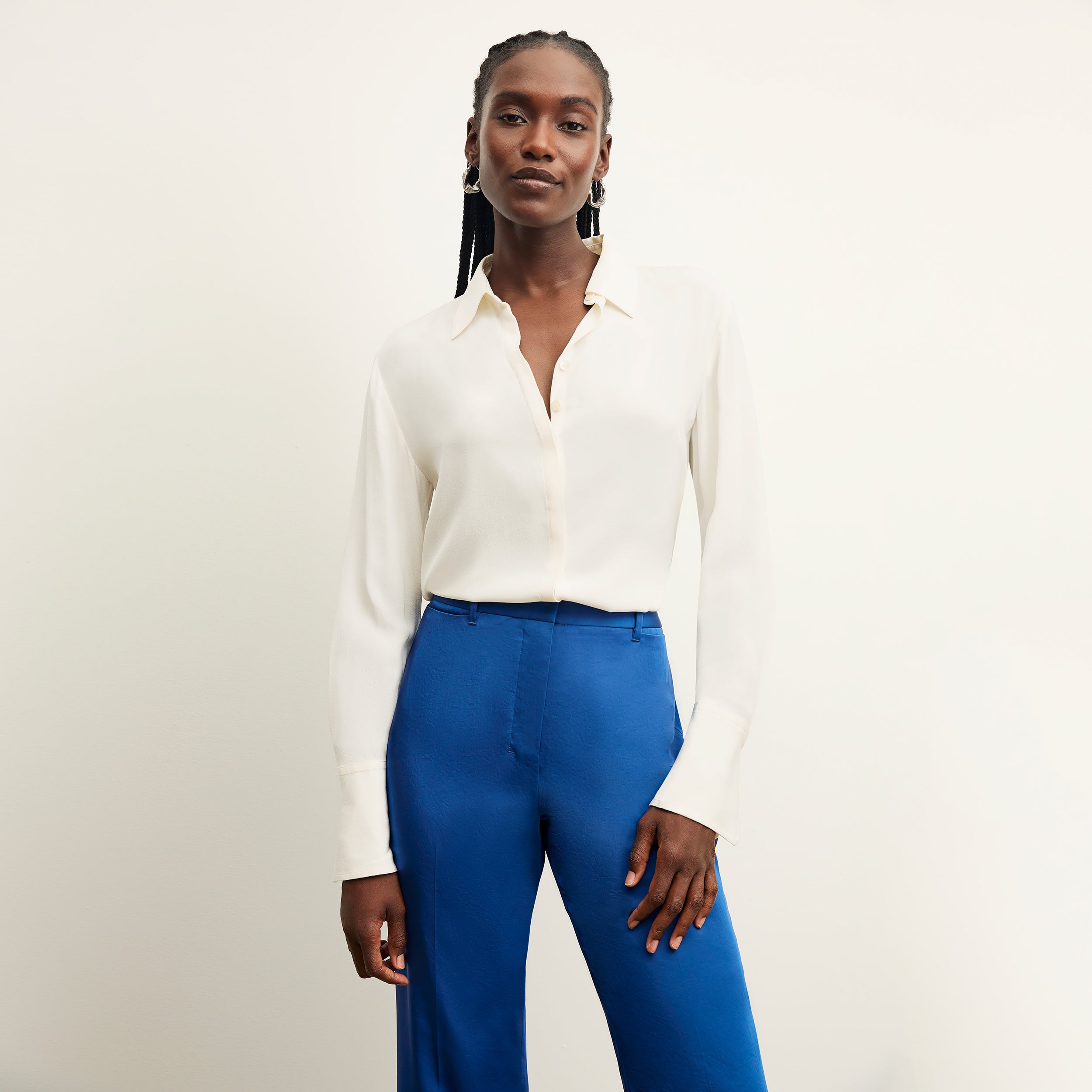 Smith Pant - Everyday Satin Pants for Women in Sapphire Blue | Comfortable Lounge & Sleepwear | Perfect for Yoga, Relaxing at Home & Travel