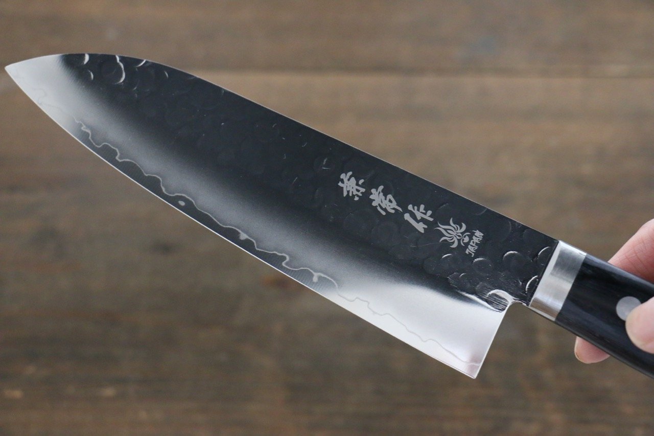 Premium Kanetsune VG1 Hammered Santoku Knife 165mm with Pakkawood Handle - Japanese Kitchen Knife for Professional Chefs & Home Cooking, Perfect for Slicing, Dicing & Mincing Vegetables, Meat & Fish