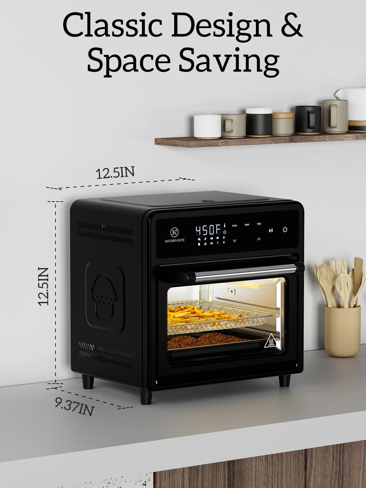 12.6 QT Stainless Steel Air Fryer Toaster Oven Combo - 10-in-1 Convection Countertop Oven with Digital Touch Screen (450°F) for Baking, Roasting, Reheating, Broiling & Dehydrating | Perfect for Small Kitchens, Dorms & Healthy Cooking