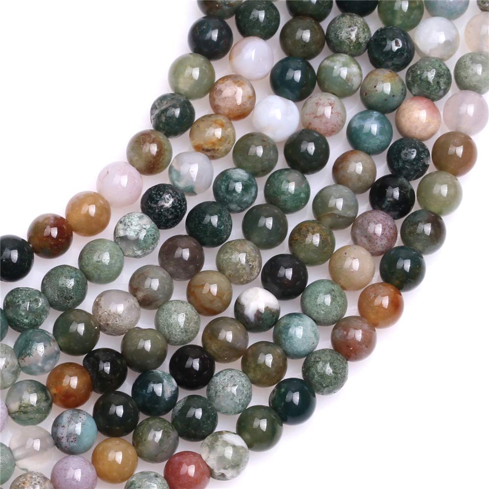 JOE FOREMAN 4mm Natural Indian Agate Beads for Jewelry Making - Semi-Precious Gemstone Round Beads 15 Inch Strand - Perfect for Bracelets, Necklaces & DIY Craft Projects