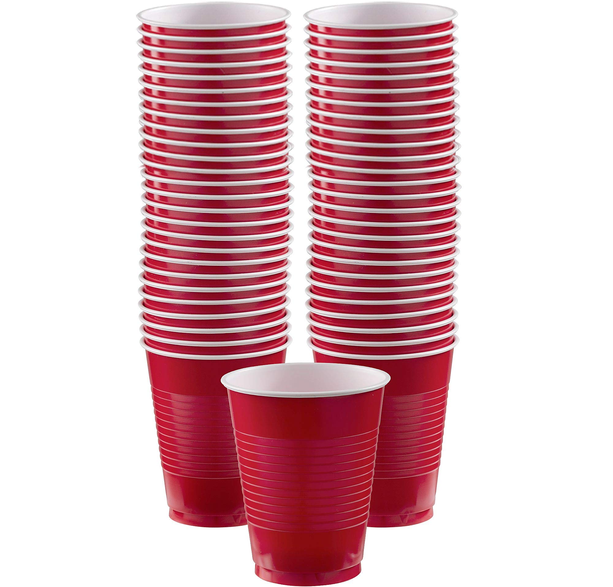 Apple Red Big Party Pack Plastic Cups - 18oz, 50 Count | Disposable Cups for Birthday, Wedding, BBQ & Outdoor Events | BPA-Free, Durable & Stackable