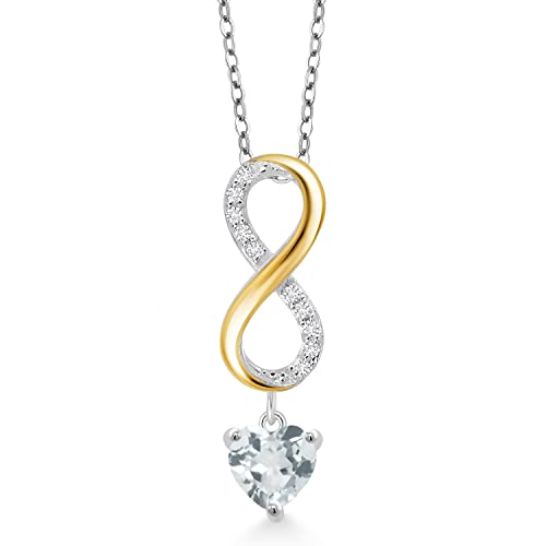0.81 Ct Heart-Shaped Sky Blue Aquamarine Pendant Necklace - 925 Sterling Silver & 10K Yellow Gold with Lab-Grown Diamonds | Perfect for Valentine's Day, Anniversary & Birthday Gifts | Elegant Jewelry for Women
