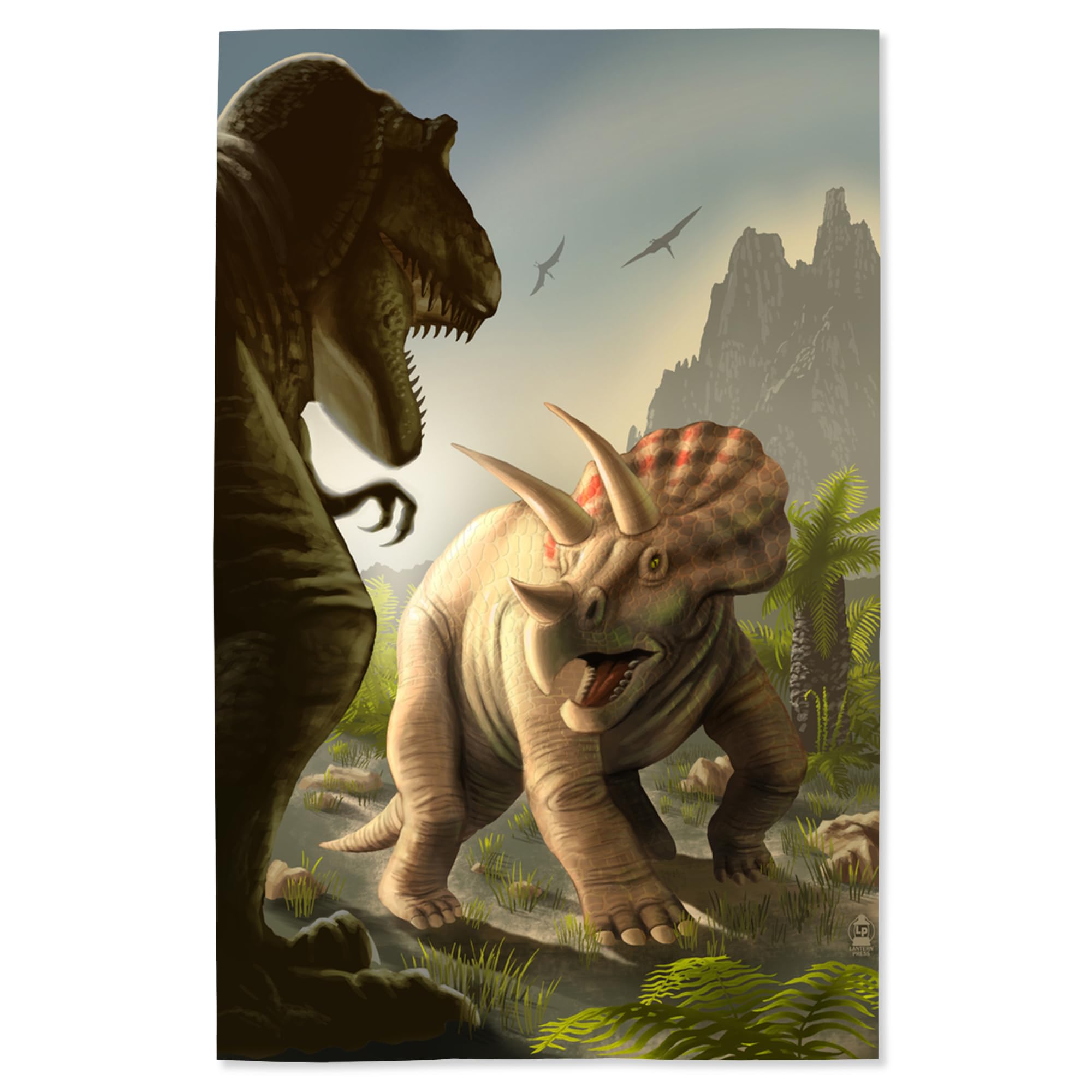 Lantern Press 16x24 Inch Giclee Art Print - Triceratops Dinosaur Wall Decor for Living Room, Bedroom & Office | Premium Canvas Painting for Home & Office Decoration