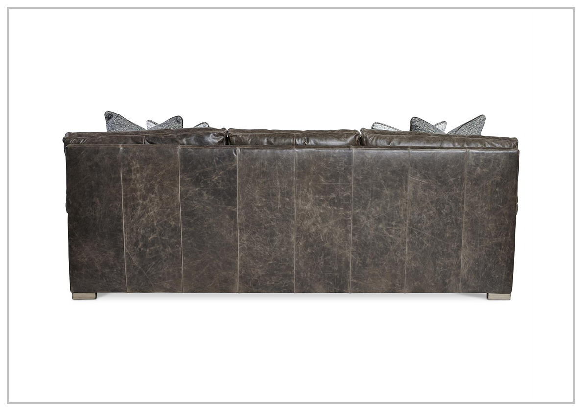Bernhardt Burnham 3-Seater Brown Leather Sofa - Luxurious Genuine Leather Couch for Living Room, Lounge & Office - Comfortable Modern Furniture for Home Decor