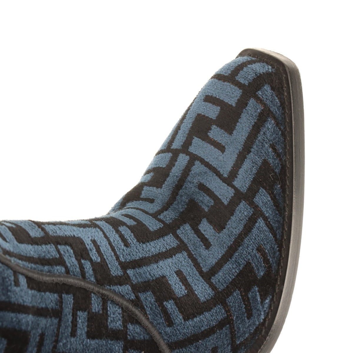 Fendi Zucca Jacquard Leather Knee High Boots for Women - Blue Luxury Designer Boots | Perfect for Fall Fashion, Winter Outfits & Stylish Evening Events