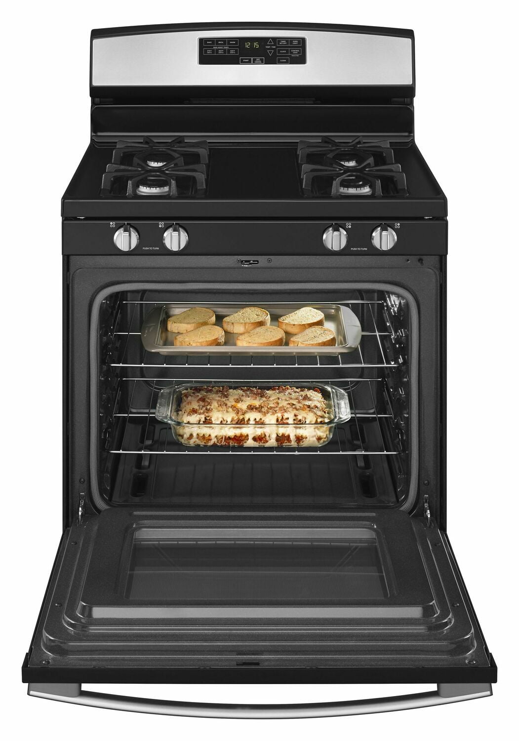 Amana AGR6603SFS 30 Inch Gas Range with Self-Clean Option - Black Stainless Steel for Modern Kitchen Cooking & Baking