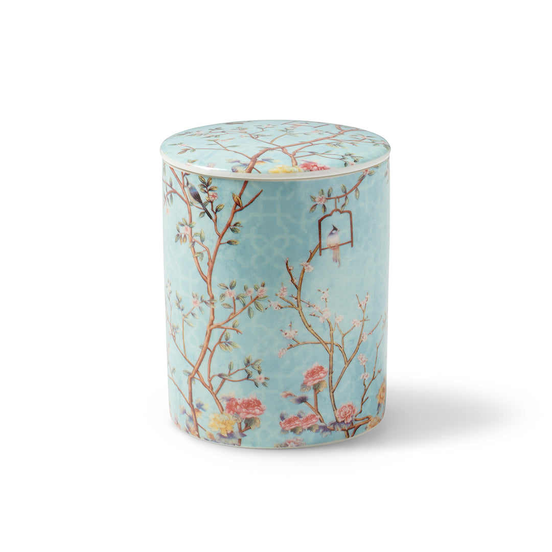 Blue Chinoiserie Scented Candle - Hand-Painted Ceramic Jar with Floral Design, Long-Lasting Fragrance for Home Decor, Relaxation & Romantic Ambiance - Perfect for Living Room, Bedroom, Spa & Gift Giving