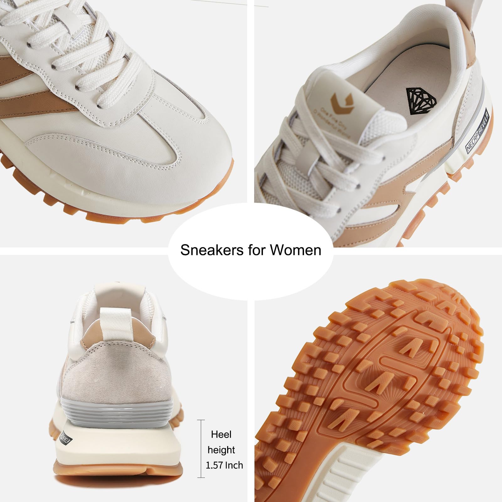 Somiliss Women's Genuine Leather & Suede Patchwork Sneakers - Non-Slip Comfortable Walking Shoes for Casual, Tennis & Running | Fashion Lace-Up Sneakers for Everyday Wear, Workouts & Outdoor Activities