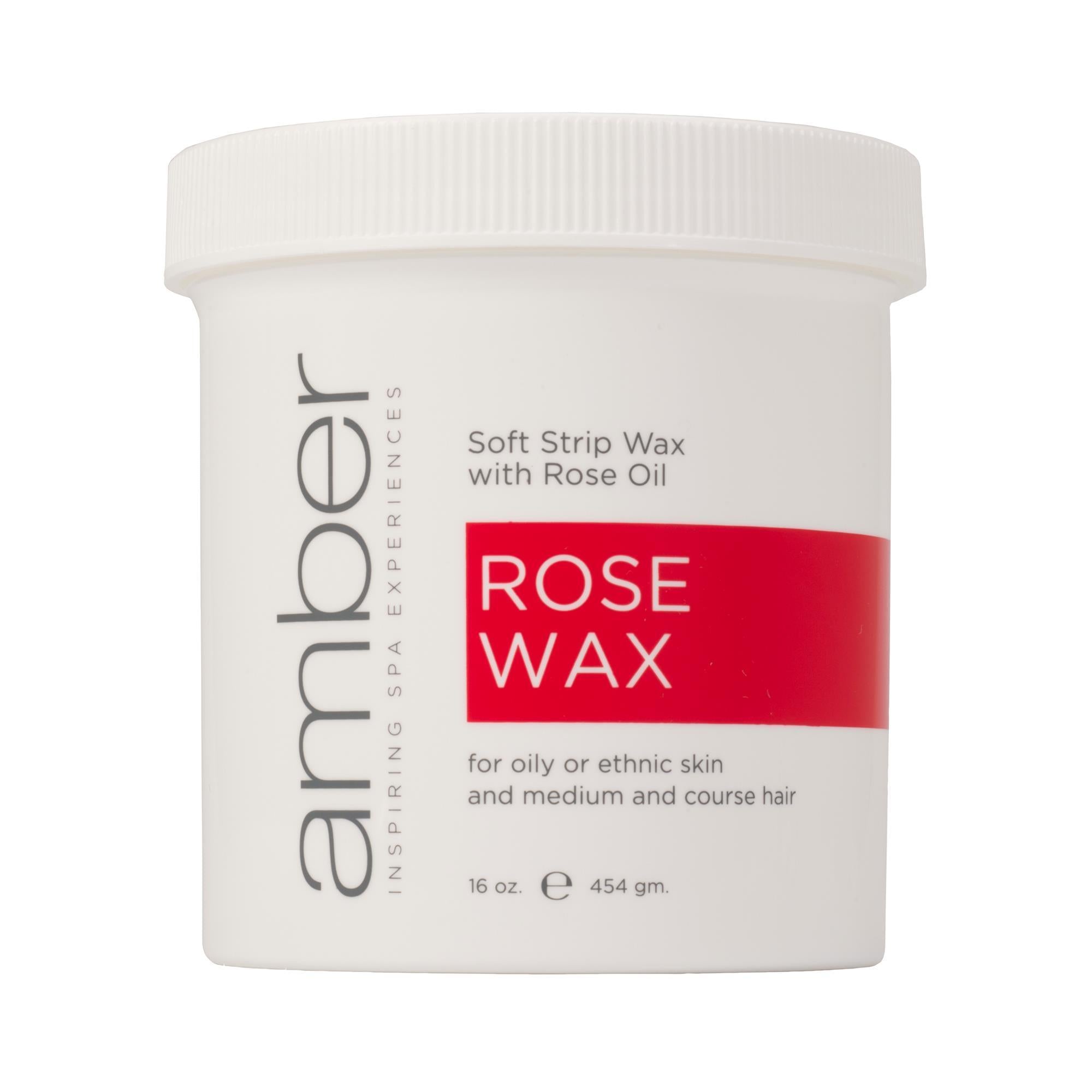 Amber Depilatory Wax with Rose Scent - 16 oz for Smooth, Hair-Free Skin - Perfect for Home Waxing & Salon Use