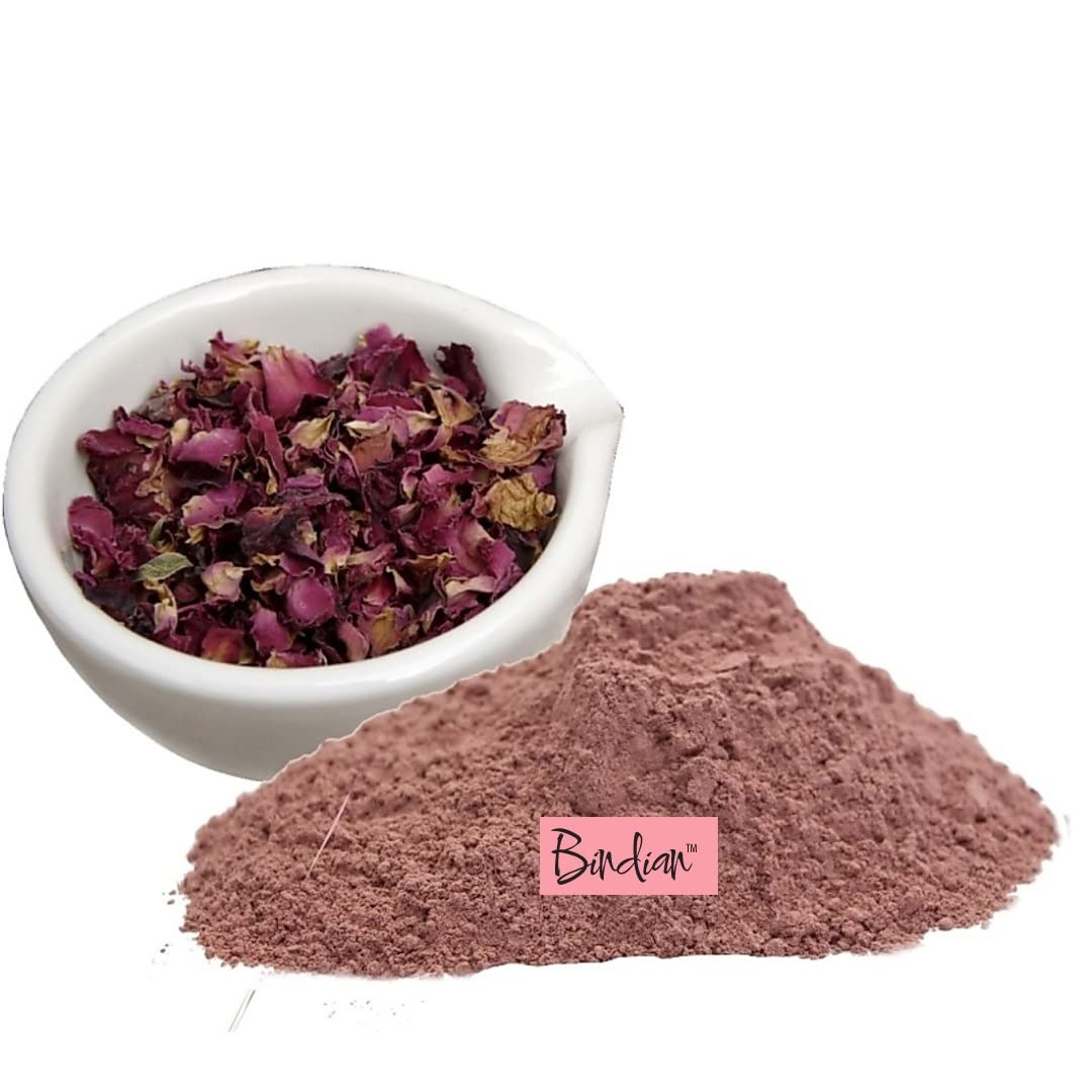 Bindian Pure Rose Powder & Orange Peel Powder for Face Mask - Natural Skin Care, Deep Pore Cleansing & Glowing Complexion (100g x 2) - DIY Facial Treatment for Acne, Blackheads & Dull Skin