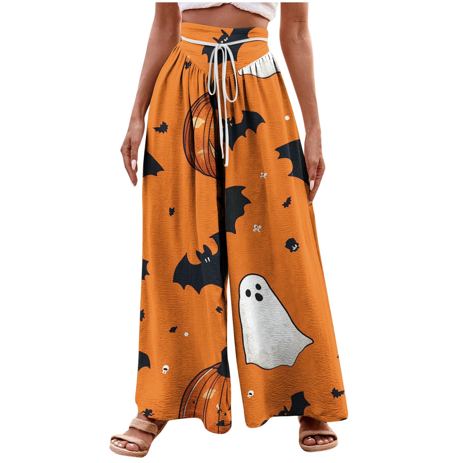 OOLYXXF Women's Halloween Lounge Sweatpants - Pumpkin Bat Ghost Print Yoga Pants, Y2K Casual Pants for Halloween Party & Cozy Fall Outfits | Perfect for Costume Parties, Pumpkin Patch Visits & Autumn Loungewear