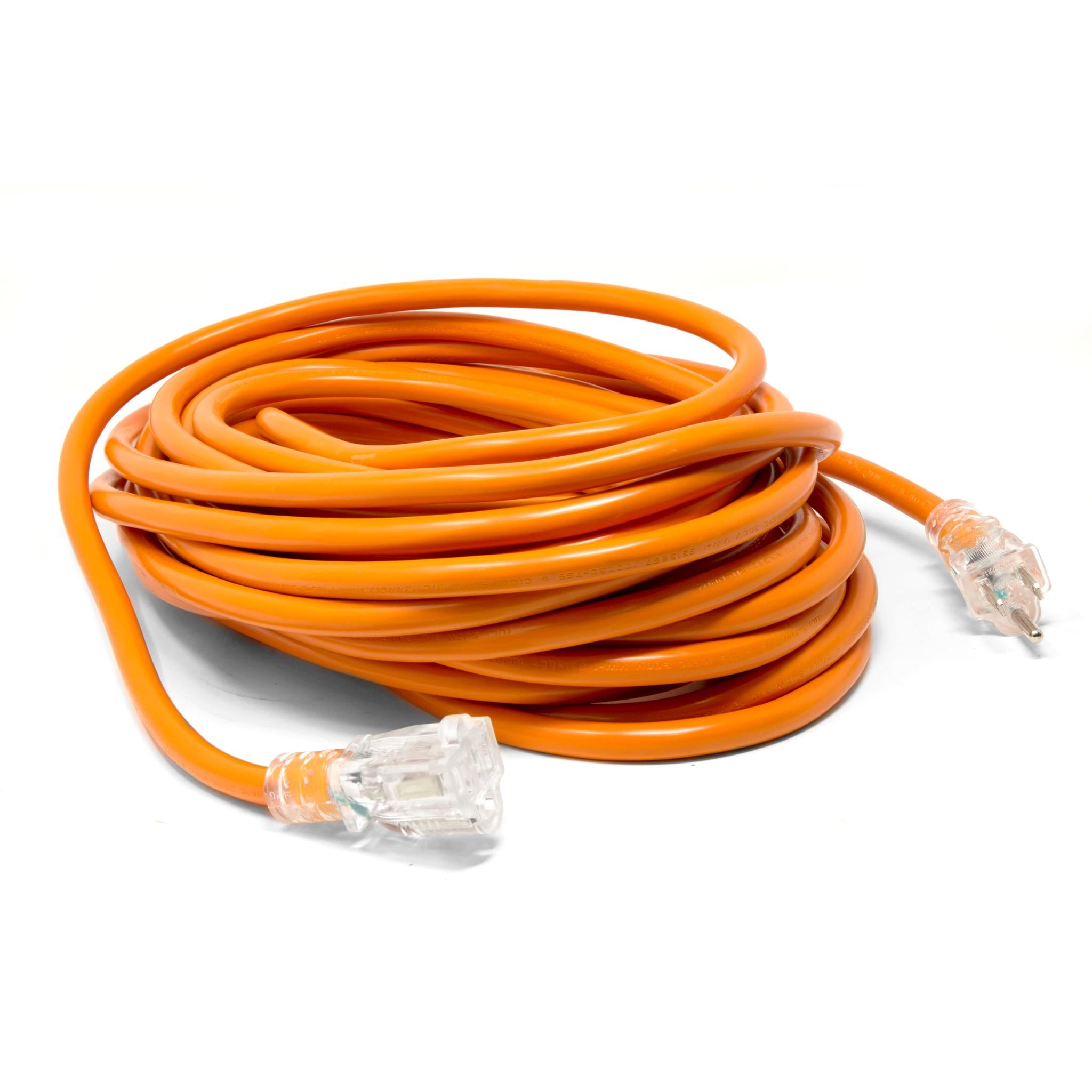 50 ft. 12 Gauge Heavy Duty SJTW Outdoor Extension Cord with Lighted Power Outlet - NEMA 5-15R Plug - Perfect for Power Tools, Holiday Lights & Outdoor Equipment - Weather Resistant for Garage, Yard & Construction Sites