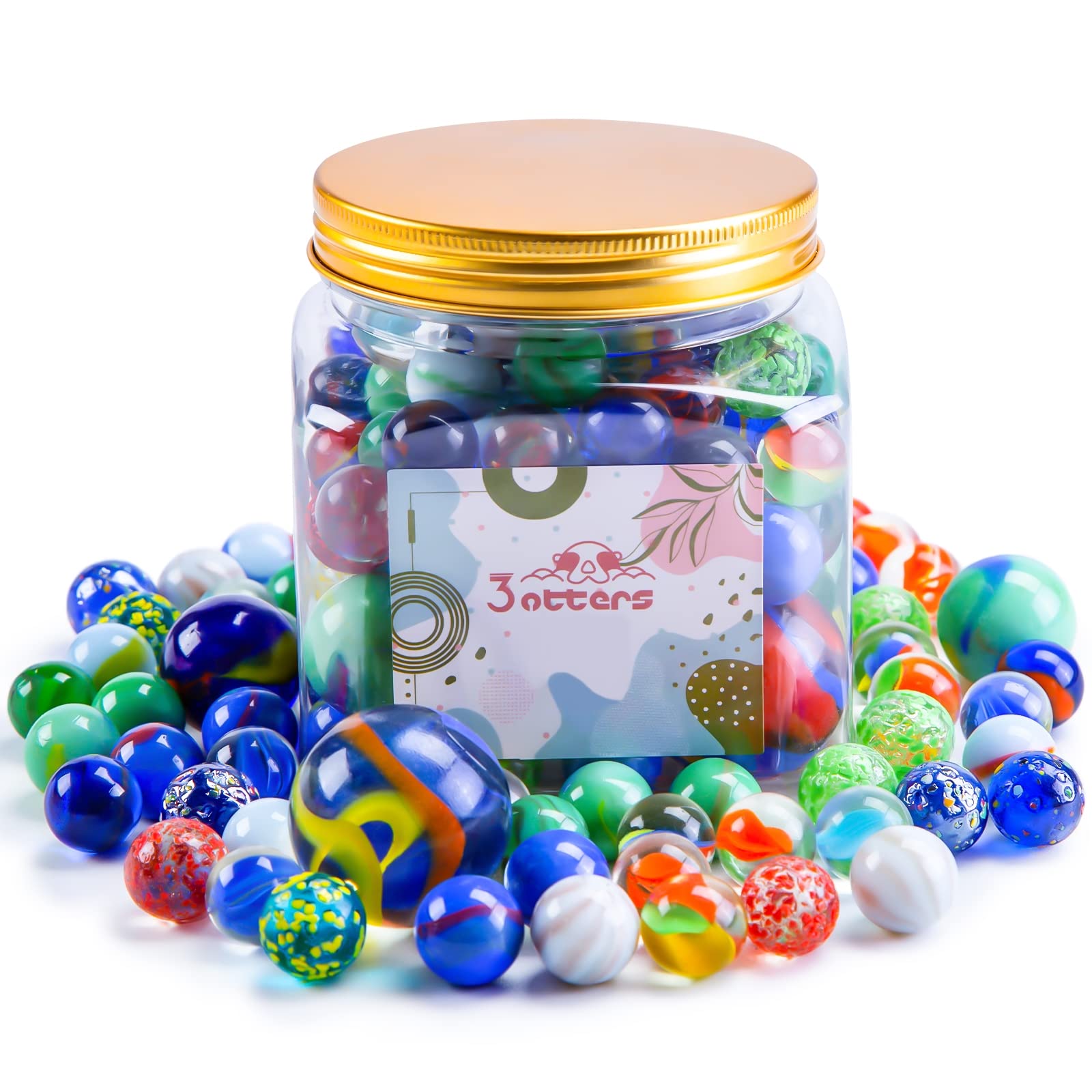 125PCS Colorful Glass Marbles Set for Kids - Assorted Sizes with Gift Box - Perfect for Marble Run Games, STEM Learning & Family Fun Activities
