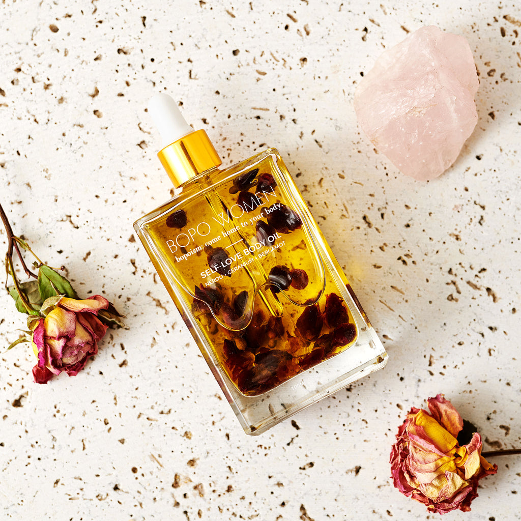 Bopo Women's Self Love Body Oil - Hydrating & Nourishing Moisturizer for Dry Skin - Perfect for Massage, Aromatherapy & Relaxation at Home or Spa