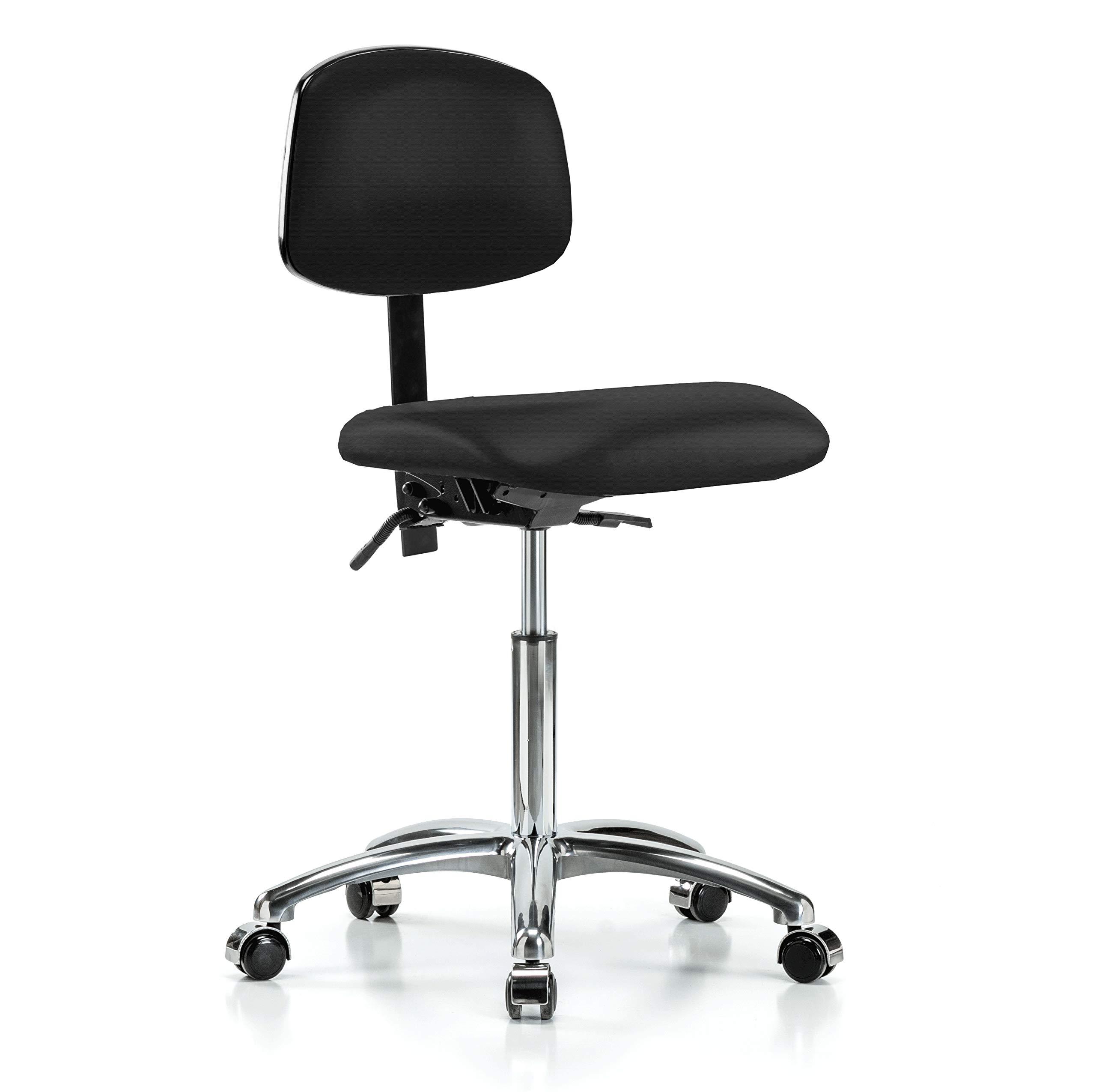 Ergonomic Perch Chrome Rolling Lab Chair with Adjustable Back Support & Height (17-22