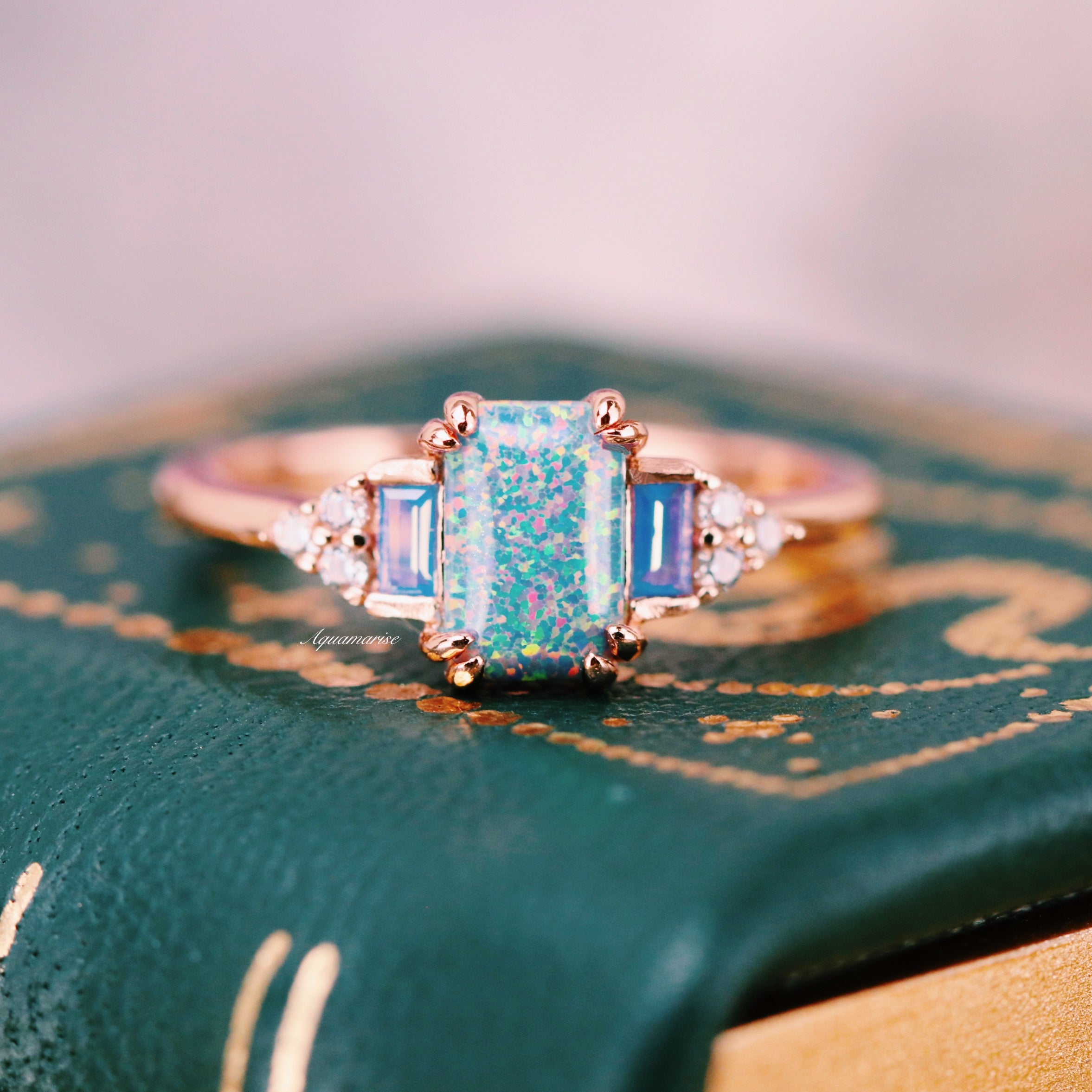 Light Blue Fire Opal & Opalescent Sapphire Couple Rings for Women & Men - Elegant Matching Wedding Bands for Engagements, Anniversaries & Romantic Gifts
