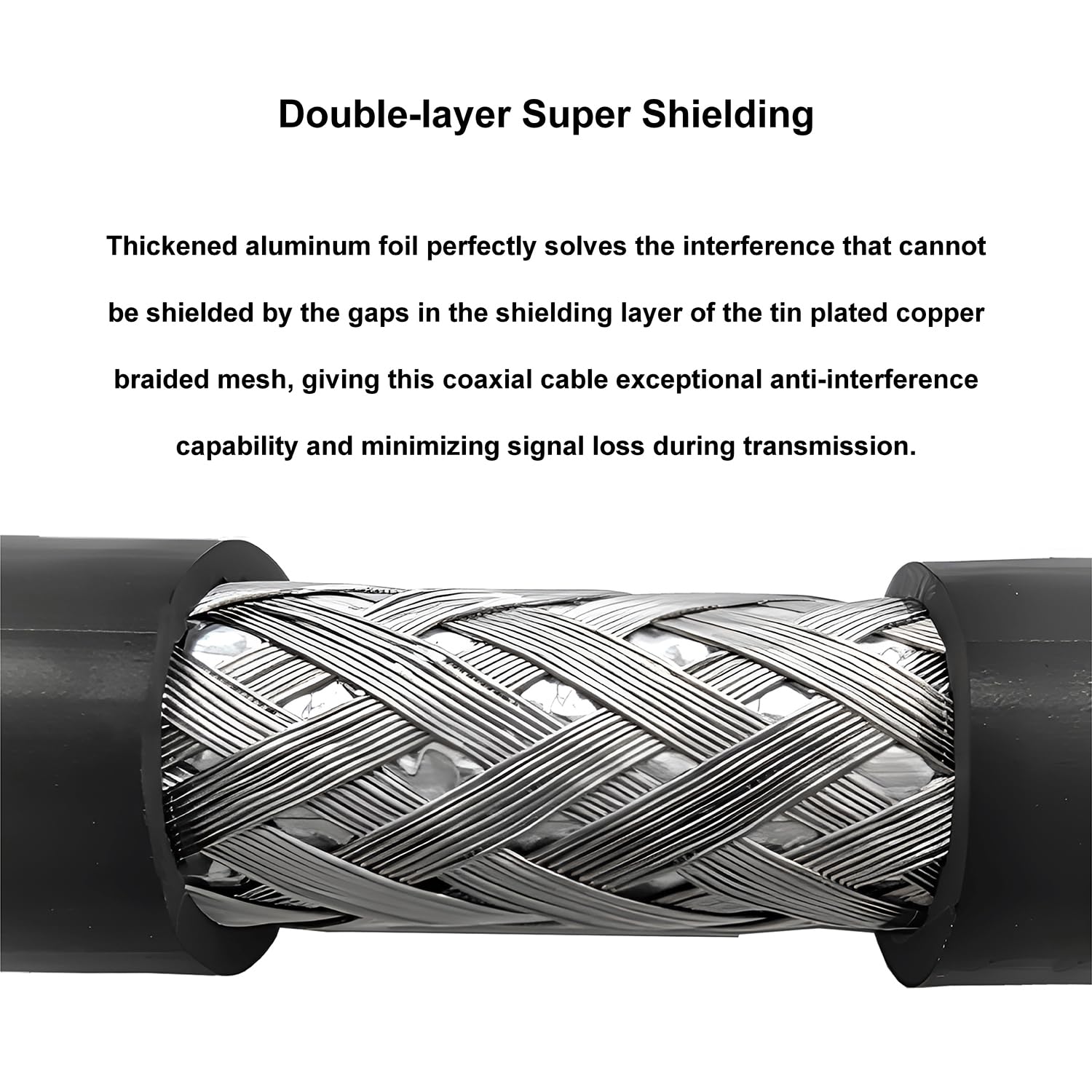 50ft RG-8U Low Loss Coaxial Cable 50 Ohm - PL259 Male to PL259 Male Connector for FM Transmitter, CB Radio, HAM Radio, VHF, VSWR Meter & Antenna - Perfect for Long-Distance Signal Transmission & Outdoor Communication Systems