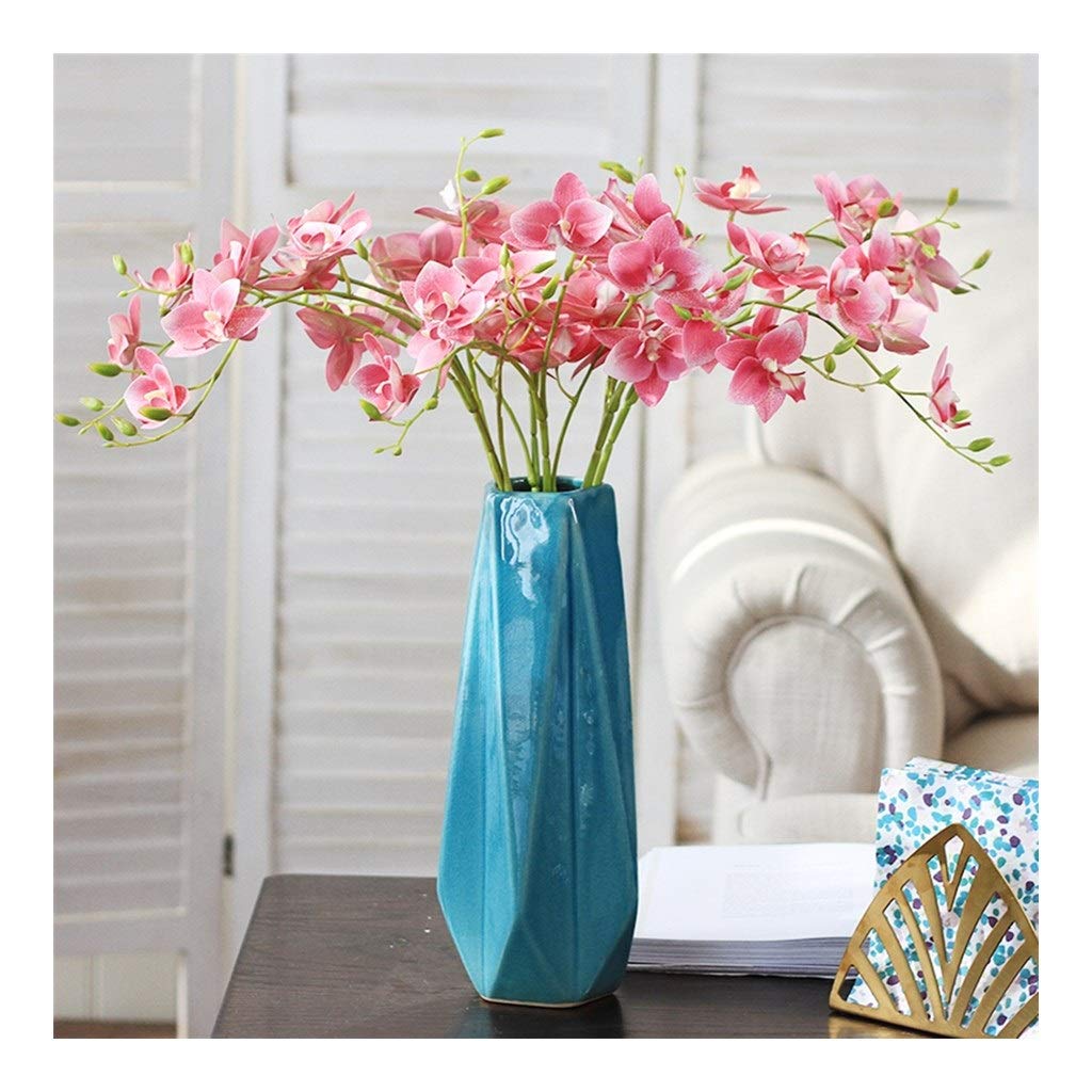 NNR Artificial Silk Orchids Phalaenopsis Flowers - Real Touch White & Pink Bouquet with Transparent Vase for Wedding Centerpieces, Home Office Decor, Party Arrangements - Elegant Home Decoration for Living Room, Dining Table, and Event Displays