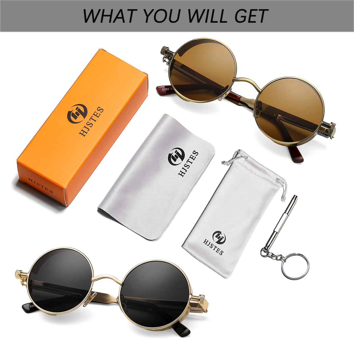 Vintage Steampunk Sunglasses for Women & Men - Retro Round Metal Frame Gothic Glasses - Perfect for Cosplay, Halloween Costumes & Vintage Fashion Outfits