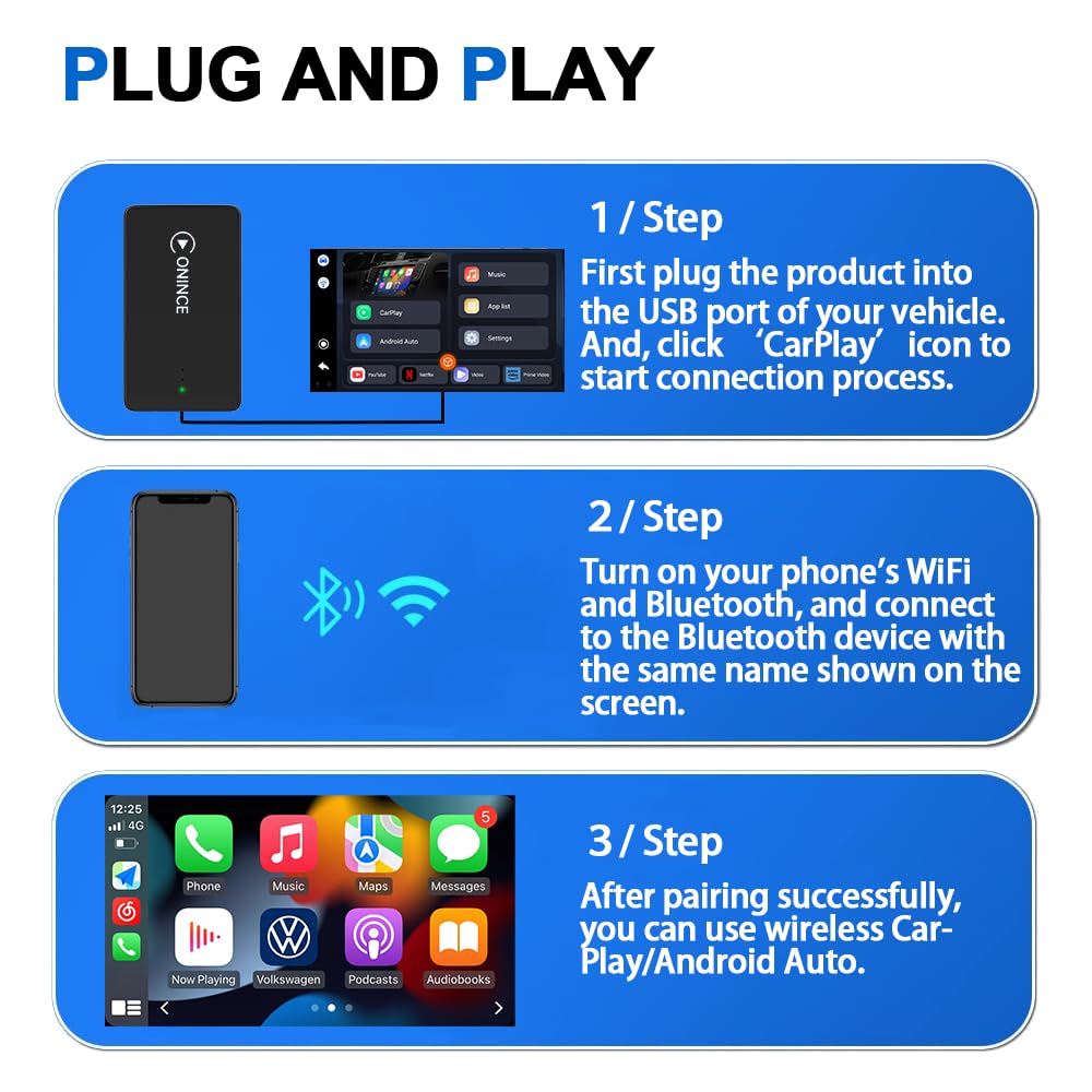 Wireless CarPlay Adapter & Android Auto Streaming Box - Watch Netflix, YouTube, Disney+, Prime Video in Car | Plug & Play for Factory Wired CarPlay Vehicles | Perfect for Road Trips, Commuting & Entertainment On-The-Go