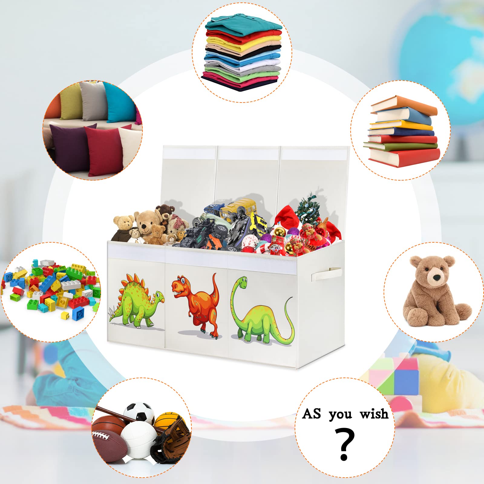 Sturdy Foldable Toy Storage Box for Boys & Girls - Large Kids Toy Organizer with Removable Divider - 40.6x14x16.5 Inch Toy Chest for Nursery, Playroom, Closet & Home Organization - Perfect for Toys, Books & Kids Room Decor