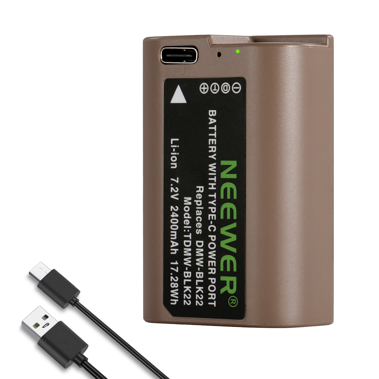 NEEWER 2400mAh DMW-BLK22 Replacement Battery for Panasonic Lumix Cameras - Compatible with GH5, G7, G85 & More - Perfect for Travel Photography & Video Shooting