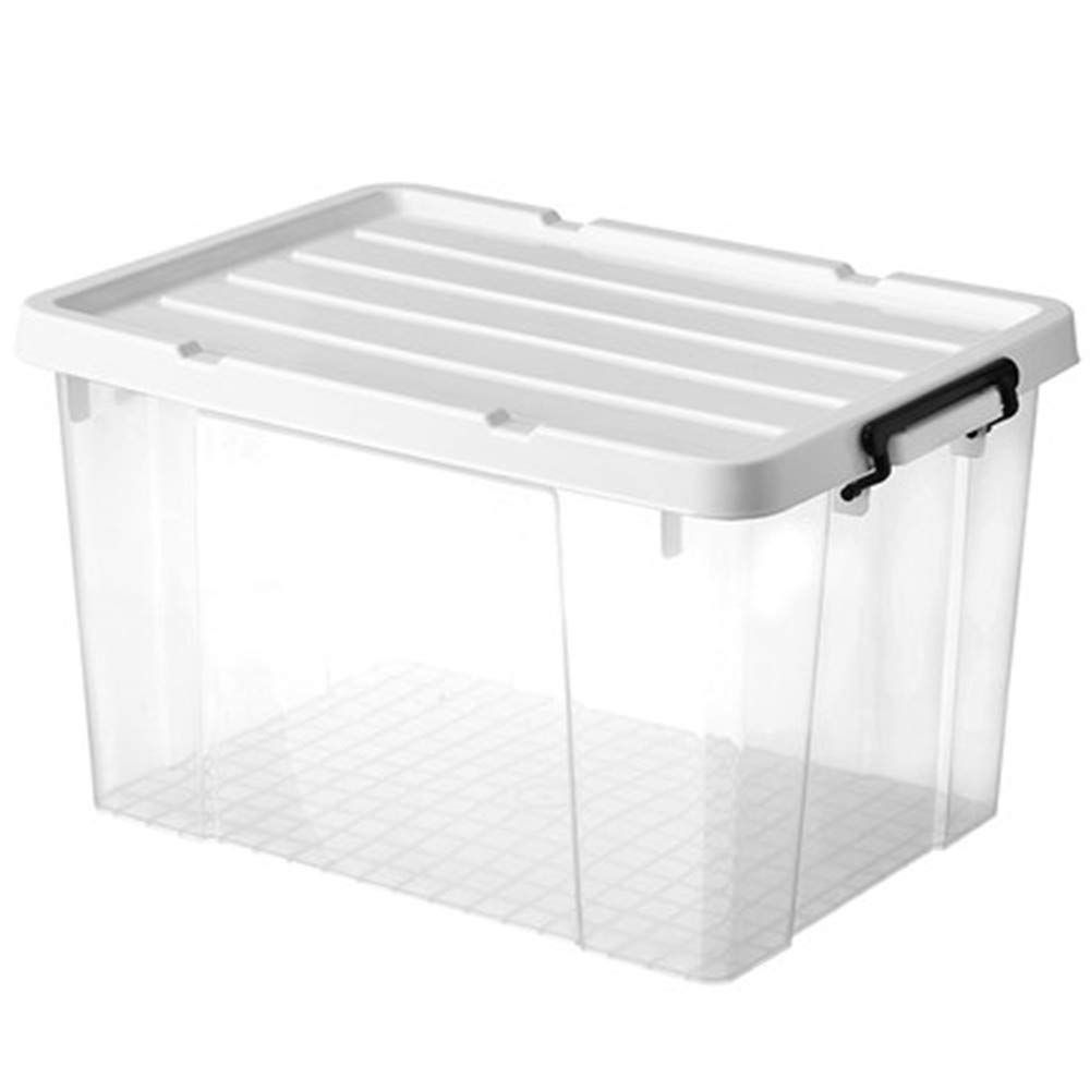 Modular Stackable Plastic Storage Box with Black Latch Handle - 20.8x14.9x9.4 Inch Organizer for Small Items | Perfect for Home, Office, Garage & Craft Room Organization