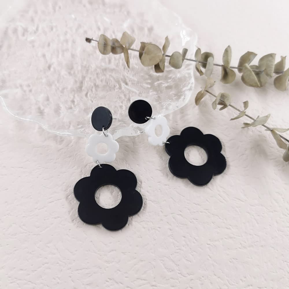 Y2K Acrylic Flower Dangle Earrings for Women - Plastic Big Petal Drop Earrings, Resin Orange Floral Stud Jewelry - Perfect for Parties, Weddings & Boho Fashion