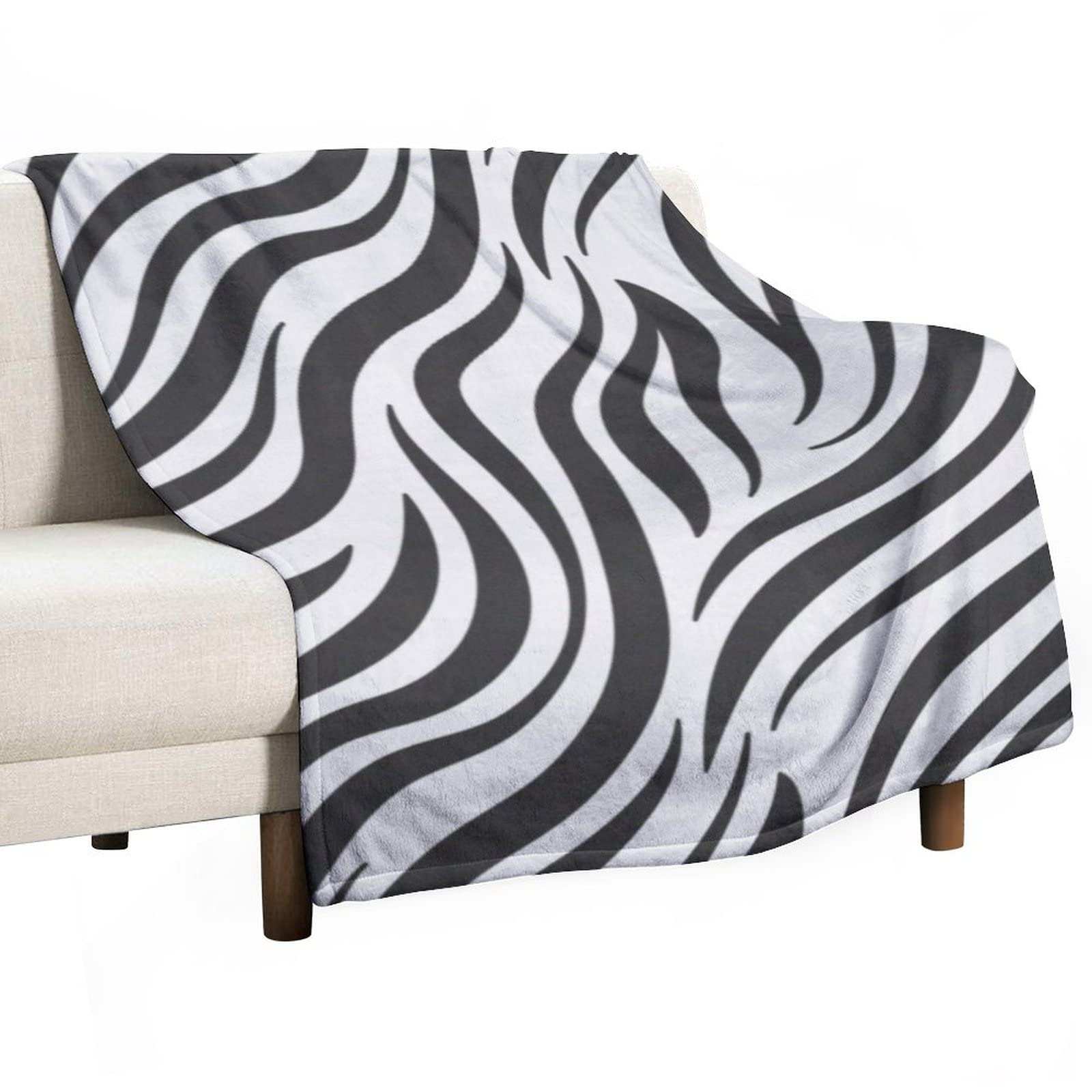 Soft Zebra Print Flannel Blanket - Lightweight Cozy Plush Throw for Bed, Sofa & Living Room - Perfect for Home Decor, Movie Nights & Winter Warmth
