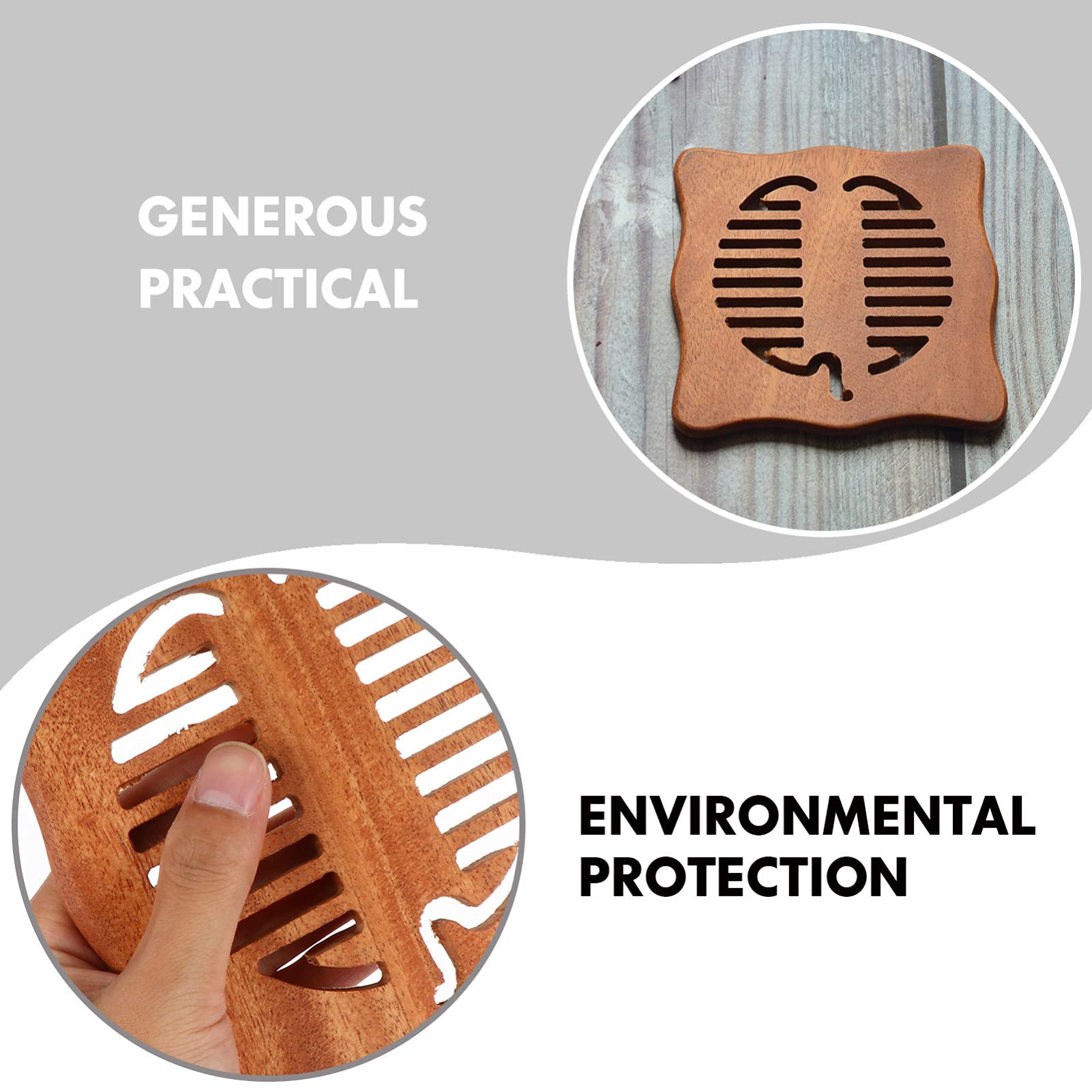 Hemoton Wooden Coaster Set - 1PC Heat Resistant Trivet for Hot Pots, Pans, and Serving Dishes | Non-Slip Cup Mat for Coffee, Tea, and Cutlery | Perfect for Kitchen, Dining Table, and Outdoor Picnics
