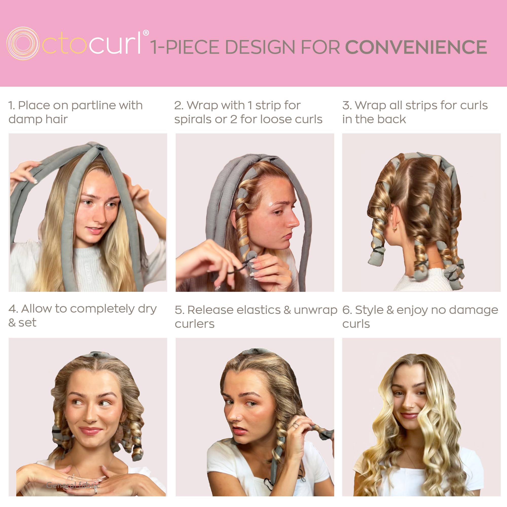 Octocurl Heatless Hair Curler - No Heat No Damage Overnight Curling Tool for Medium to Long Hair | Soft Octopus Hair Rollers for Natural Waves | Perfect for Sleep, Travel & Special Occasions (QMax - Blue)