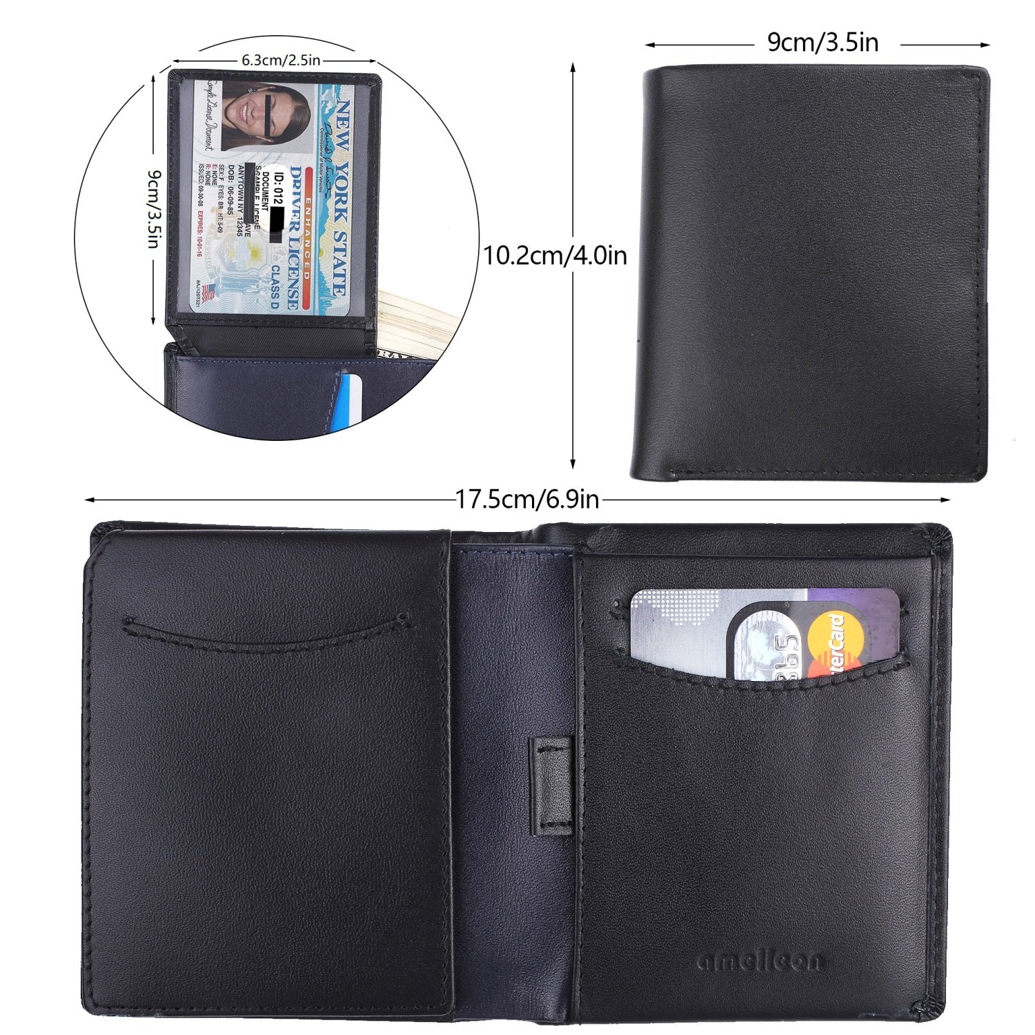 Premium RFID Blocking Leather Wallet for Men - Bifold & Trifold Design with ID Window and Coin Pockets | Slim Business & Travel Wallet for Credit Cards, Cash & Coins