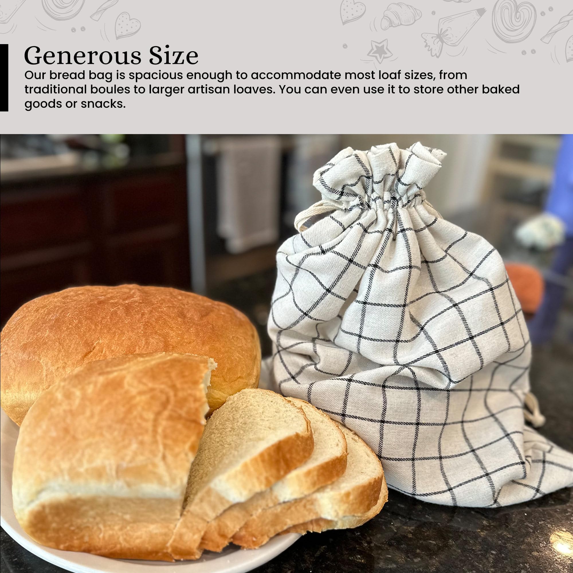 Reusable Linen Bread Bags for Homemade & Sourdough Bread - Eco-Friendly Bread Storage & Proofing Covers with Bowl Lid - Perfect for Baking, Gifting & Fresh Bread Preservation
