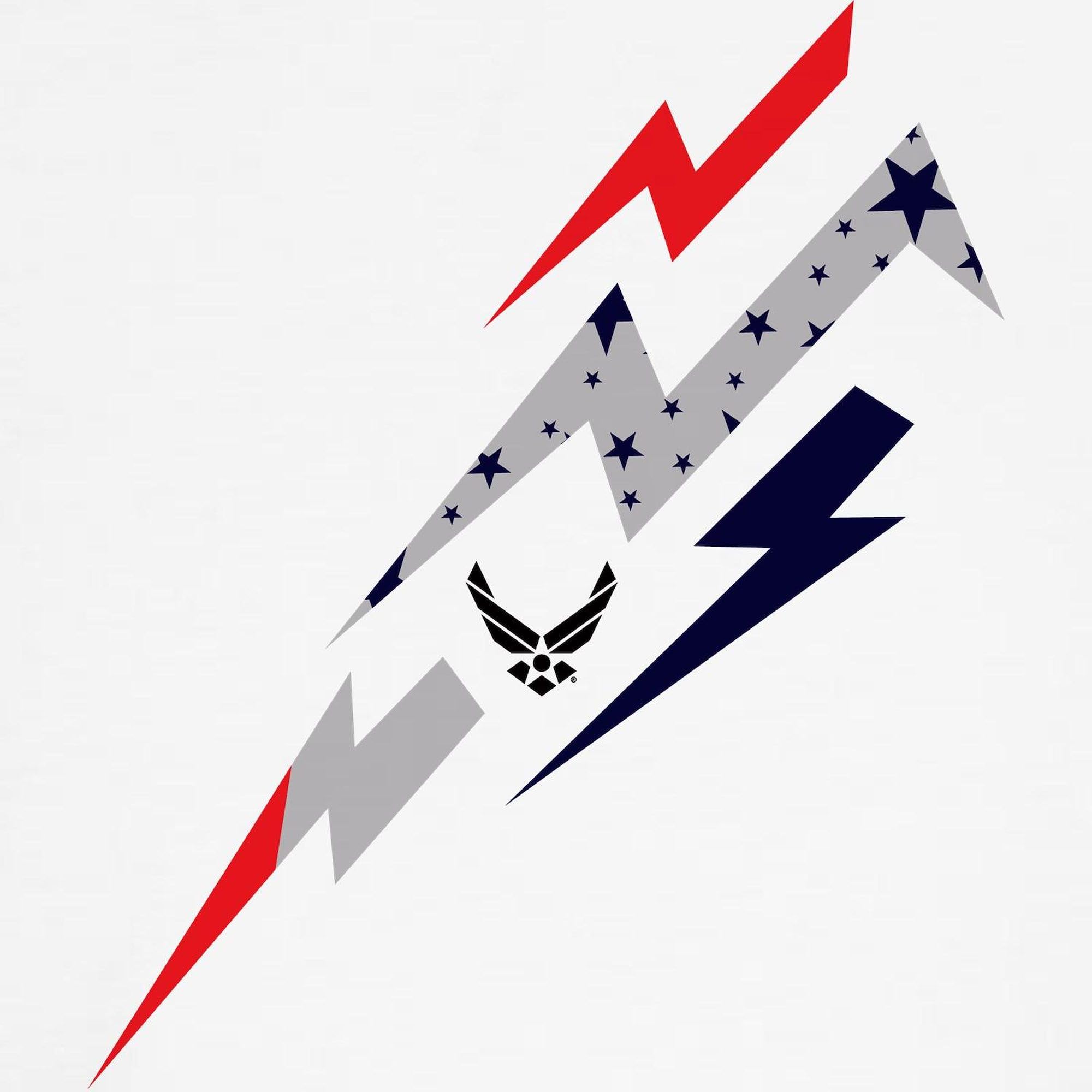 USAF Lightning Maternity T-Shirt for Women - Stretchable Ruched Side Pregnancy Tee - Perfect for Military Moms, Baby Showers & Patriotic Events