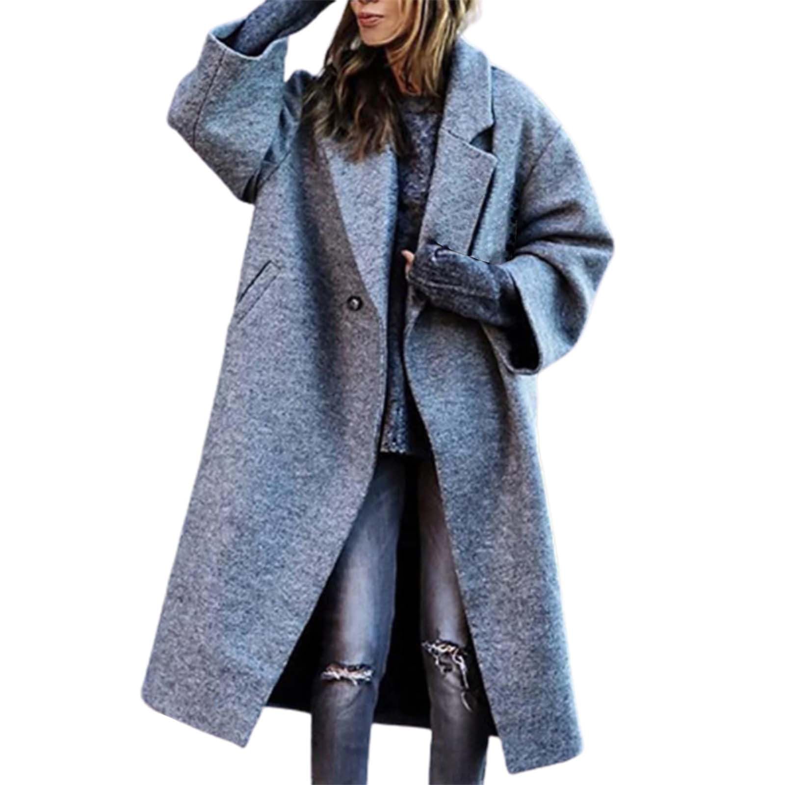 Women's Wool Blend Long Coat with Lapel Collar - Warm Winter Trench Coat for Fall & Winter Fashion | Perfect for Office, Dating, and Outdoor Activities